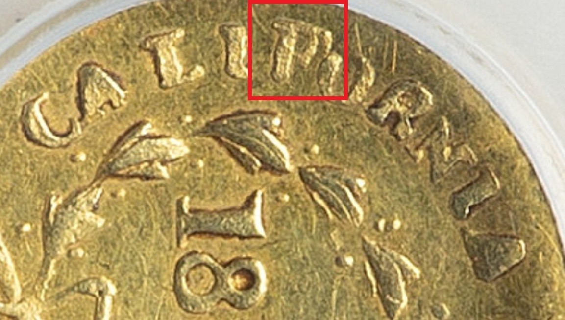 1853 G50C CALI"P"ORNIA FRACTIONAL GOLD, BG-421, AU55 PCGS - GOLD RUSH!