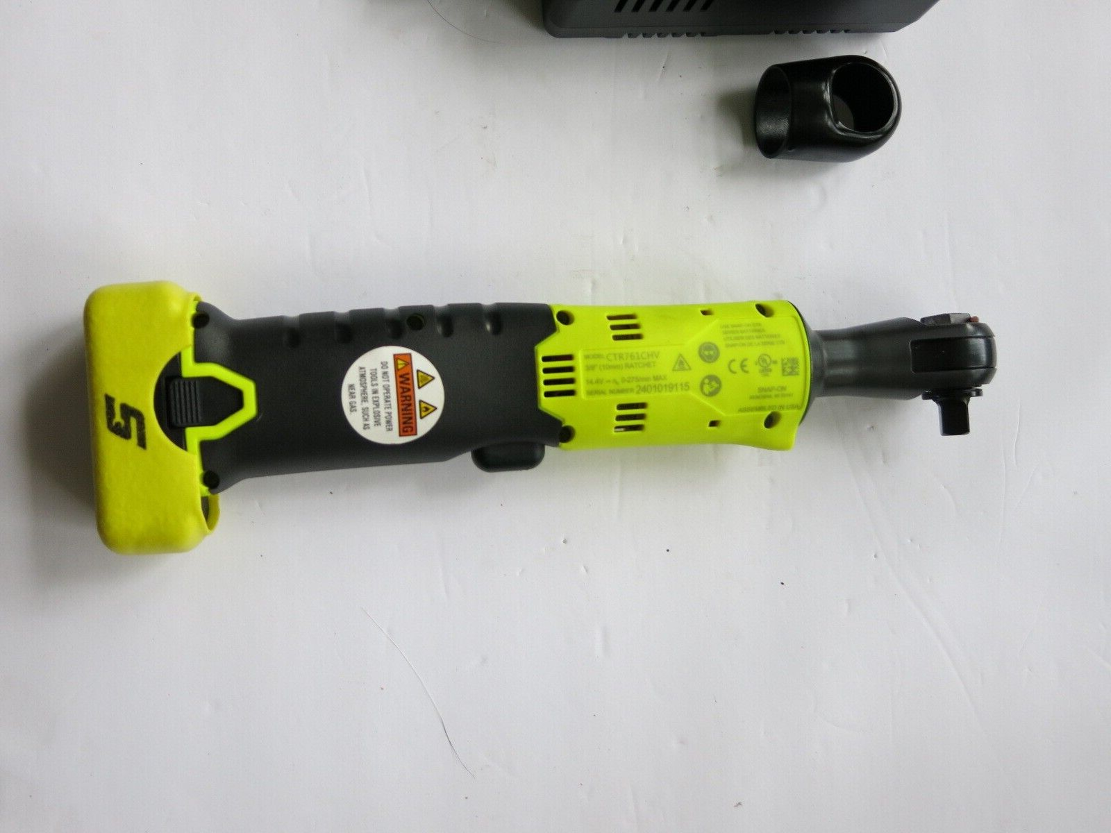 Snap-On CTR761 Hi-Viz 3/8" 14.4v Cordless Ratchet Battery & Charger Set