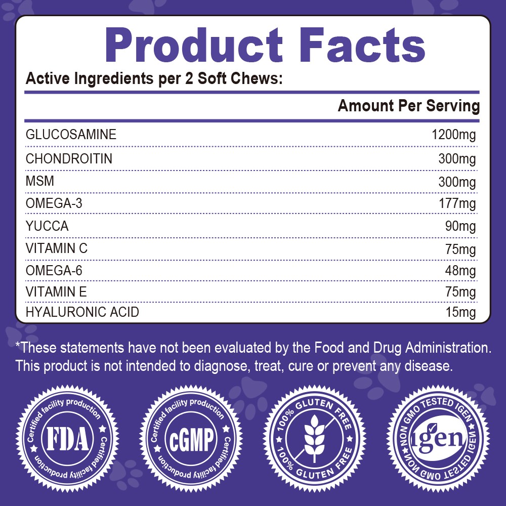 150 Chews Dog Hip and Joint Support Glucosamine Chondroitin MSM Supplement USA