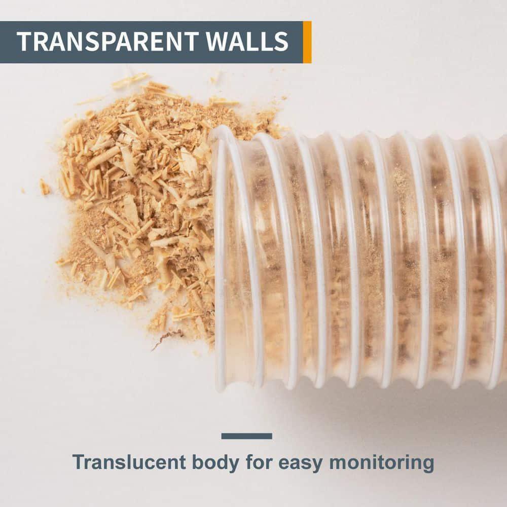 POWERTEC Dust Collection Hose Flexible PVC Clear Color 4 in. Dia. x 10 ft. Long