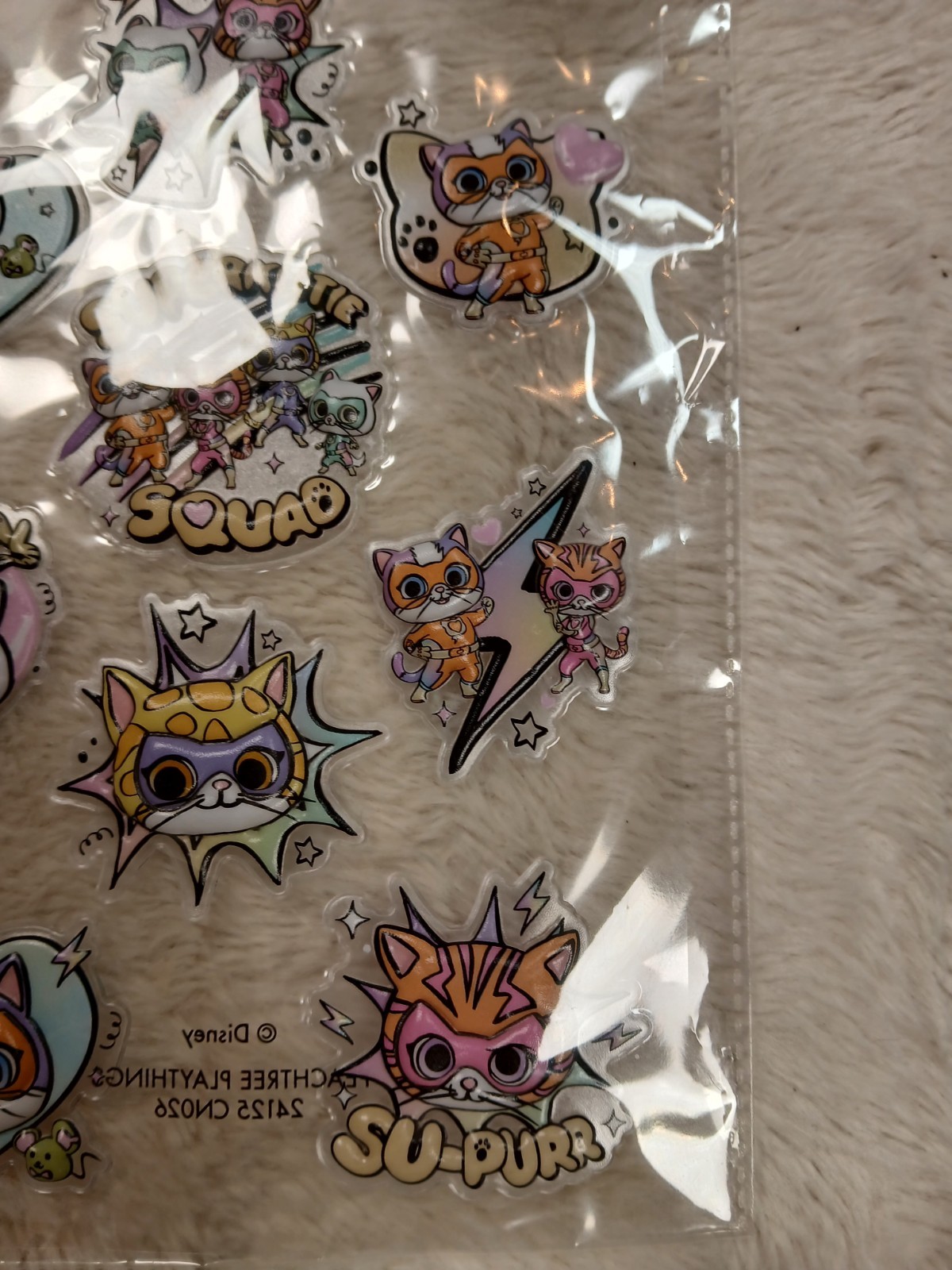 Disney Super Kitties 3D Sticker 5 Pack Multicolor Lot Rare