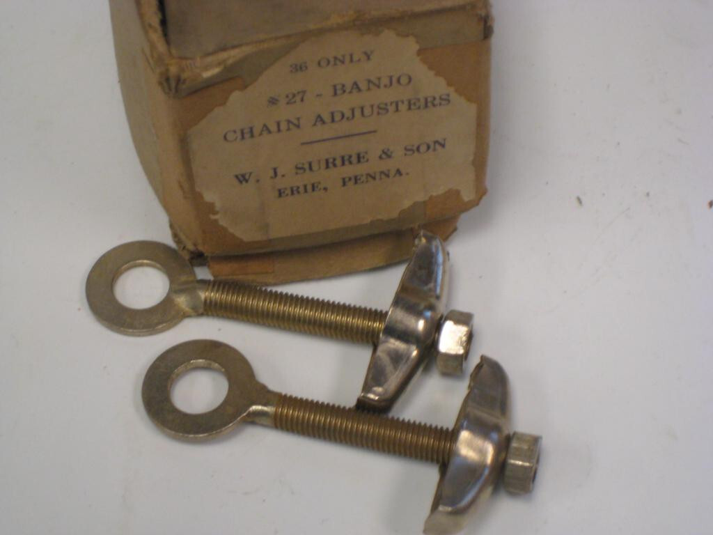 NOS Vintage Axle Chain Adjusters 3/8" Tensioner Track Wood Rim Balloon Antique