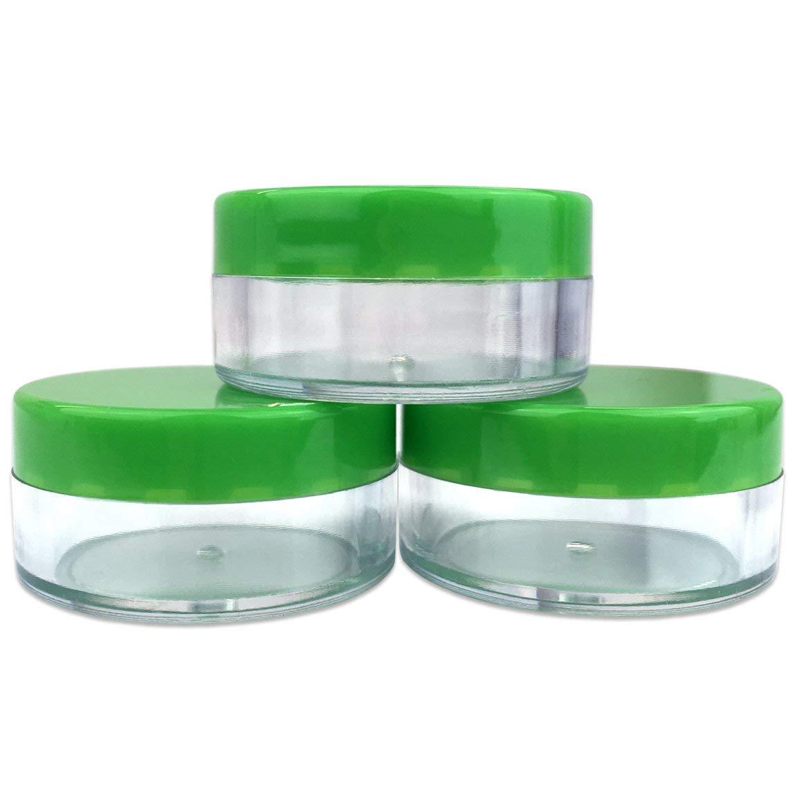 Beauticom® (1000 Pieces) 10G/10ML Round Cosmetic Clear Sample Jars Green Lids