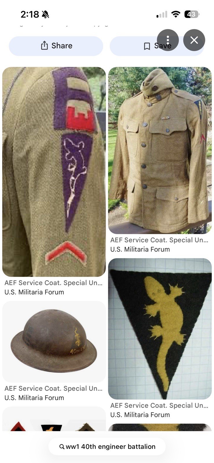 RARE WW1 US ARMY AEF 40th ENGINEERS (CAMOUFLAGE) UNIT,PATCH AND SET COLLAR DISC