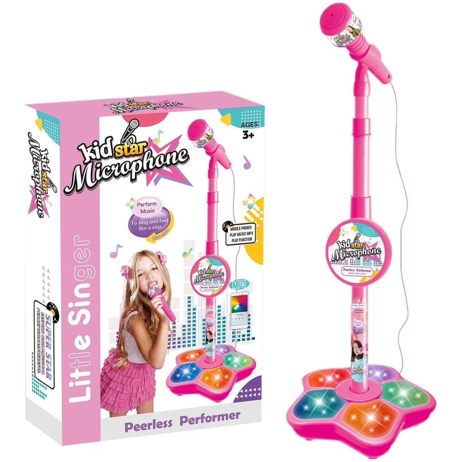 Stand Up Microphone Kids Child Microphone with Adjustable Stand for Kids Karaoke