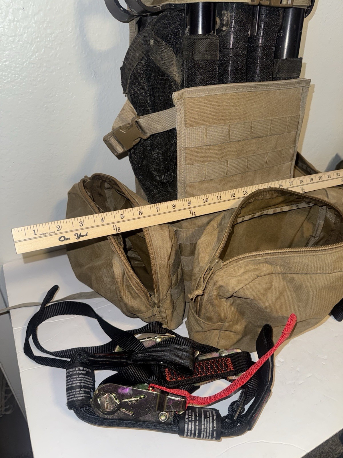 MILITARY FOLD UP LITTER AND BAG AND X2 Straps MILITARY SURPLUS MEDICAL