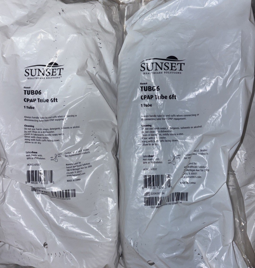 2 CPAP Tubing Flexible Hose 6 Foot Sunset TUB06 Brand NEW SEALED Bag