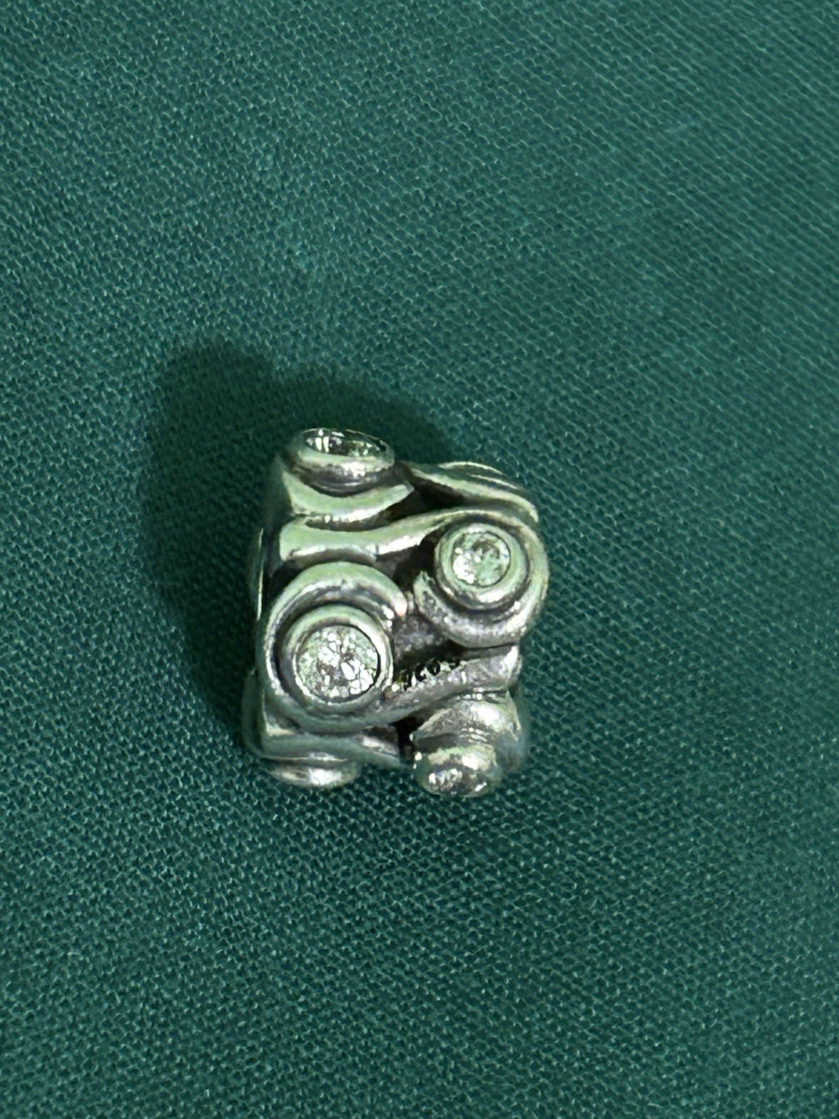 Pandora Sterling Silver Retired Ocean Wave Clear CZ Bead Charm 790369CZ