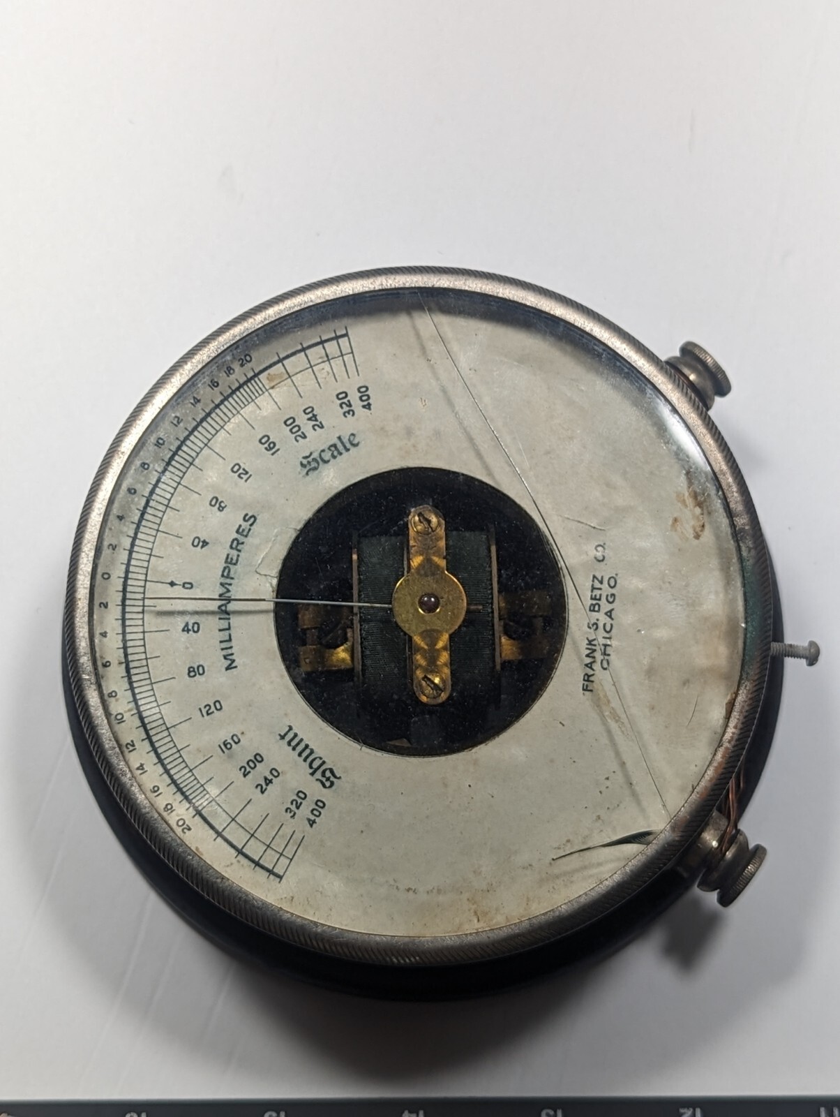 Vintage Frank S. Betz Co. Milli Amperes Meter Unique Steampunk Industrial