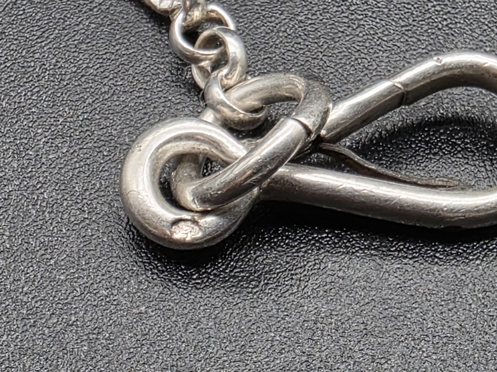 Antique Art Deco Silver Single Albert Pocket Watch Chain France c1920s