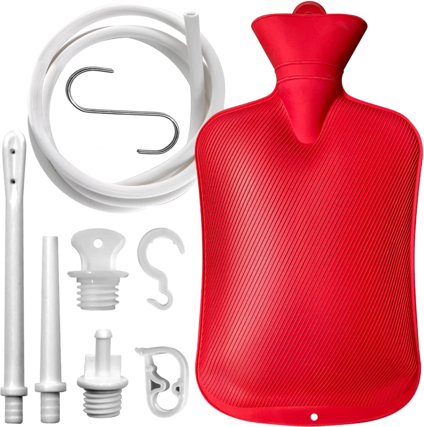 2L Home Enema Bag Kit with 2 Tips, 60 Inch Silicone Hose, Controlable Flow Valve