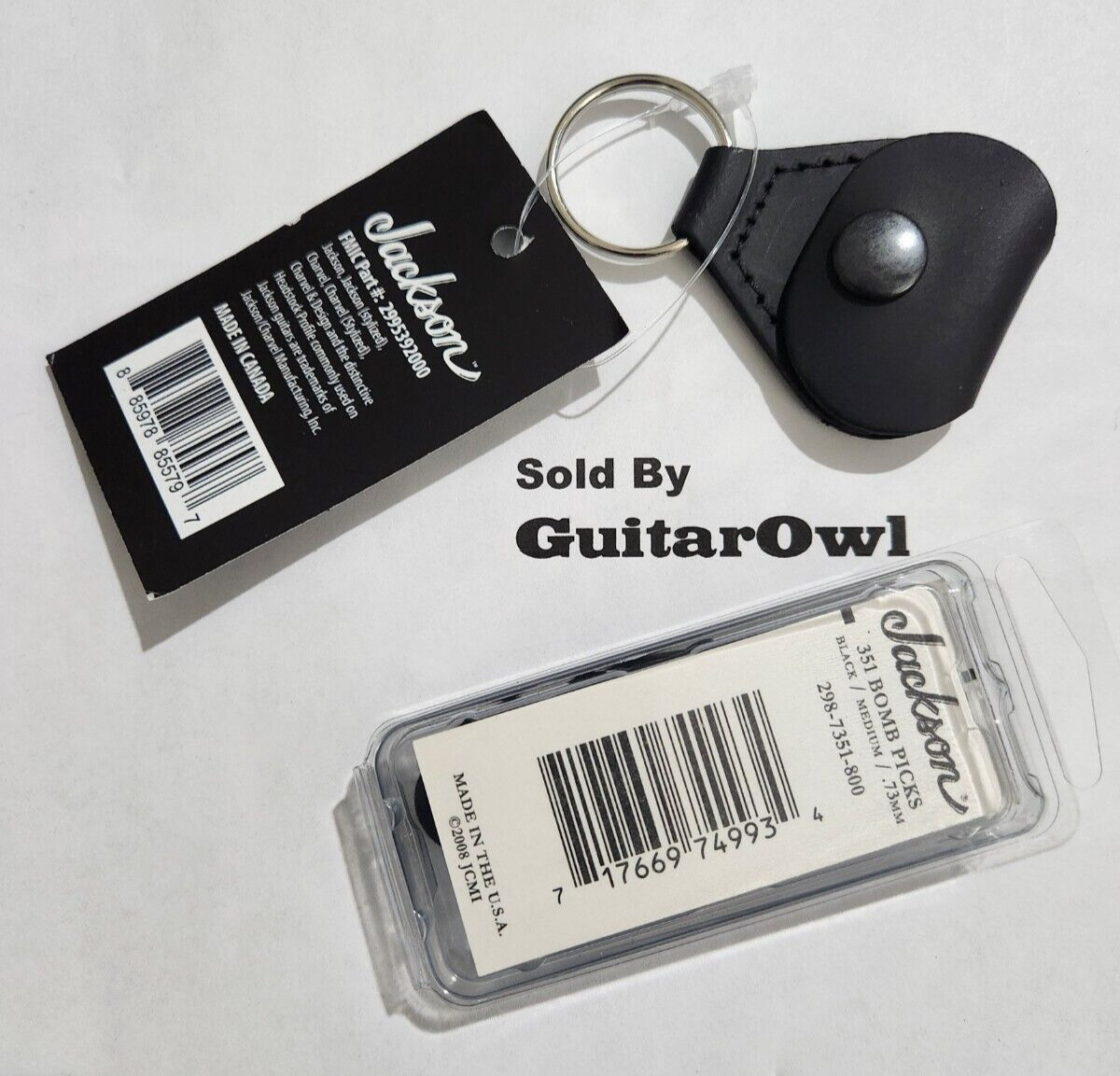 JACKSON MEDIUM GUITAR PICKS 351 Black Bomb 73mm Leather pick holder keychain