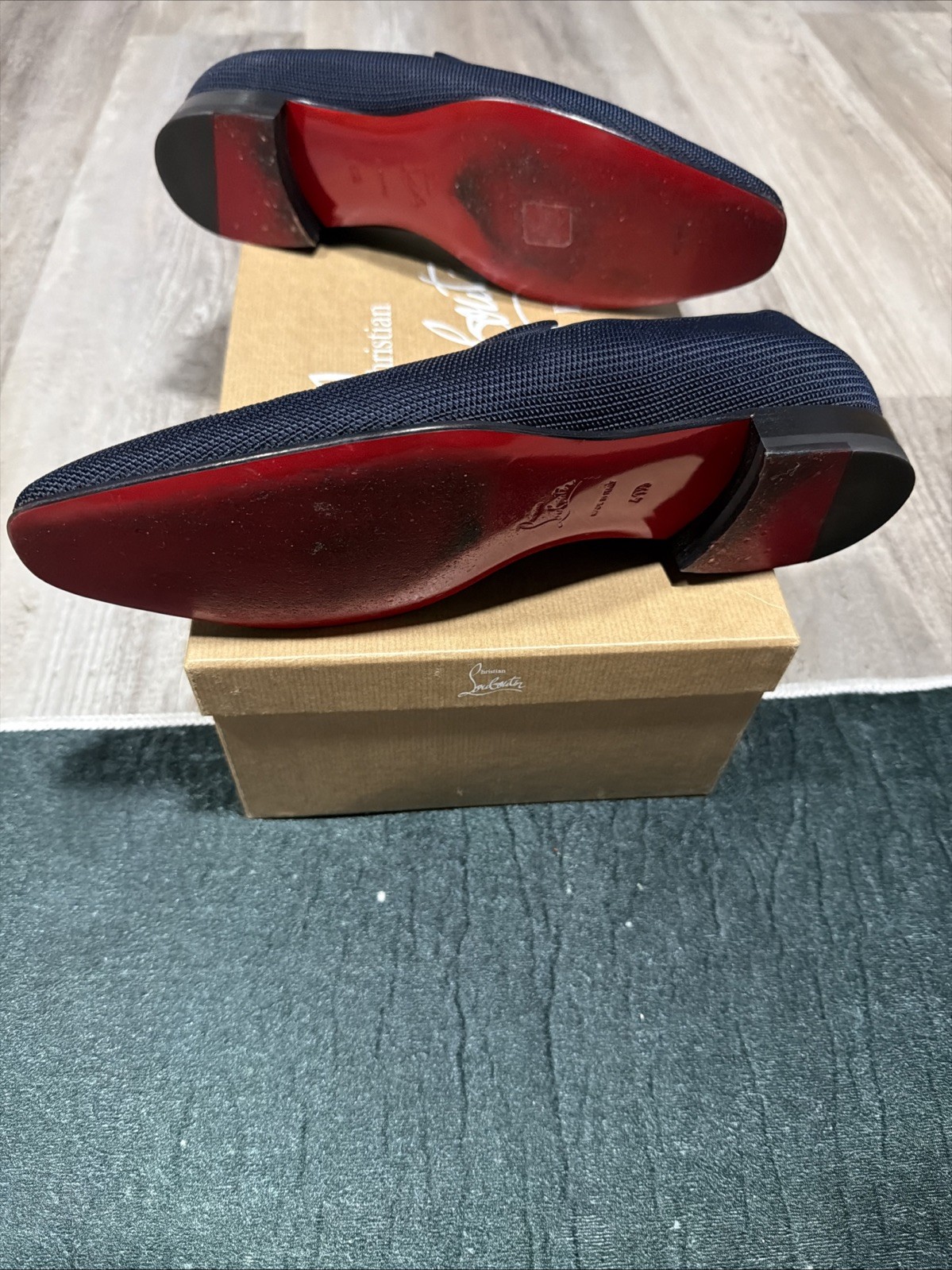 Christian Louboutin Dandelion Navy Nylon Canvas Loafers EU 41.5 EU/8.5 US