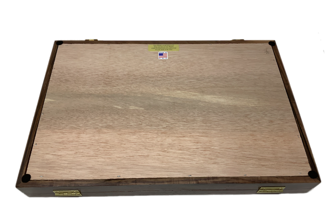 Walnut Wood Display Case 12 x 18 x 2 for Arrowheads Knives Collectibles Coins