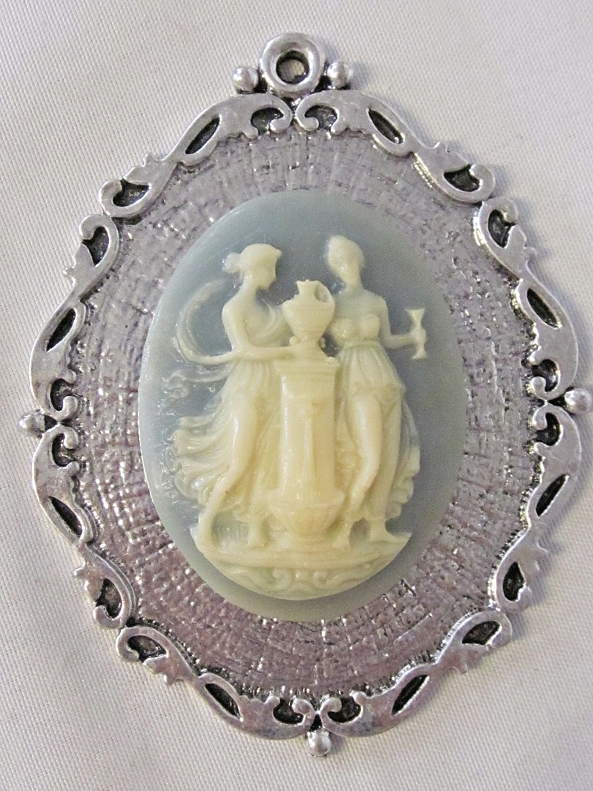 4pc Will Hold 40x30 up to 53x43mm Cameo Cabochon Antique Silver Pendant Settings