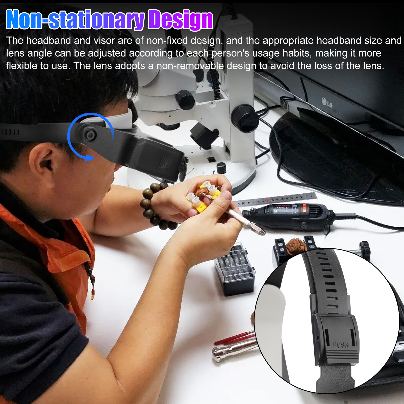 Jewelers Head Headband Magnifier 2 LED Illuminated Visor Magnifying Glasses Lens