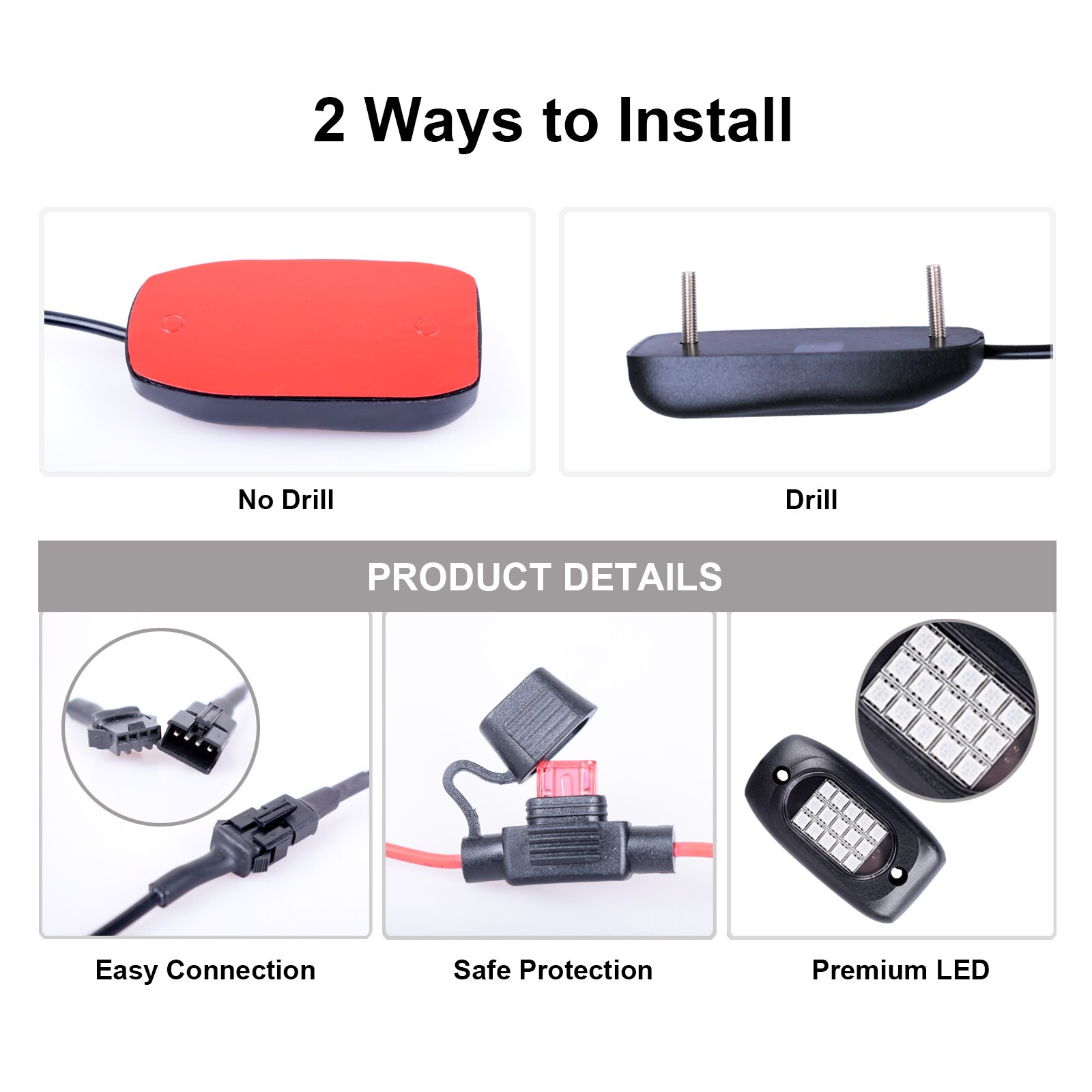 12 Pod RGB LED Rock Light Underbody Trail Rig Glow Lamp Offroad SUV Pickup Truck