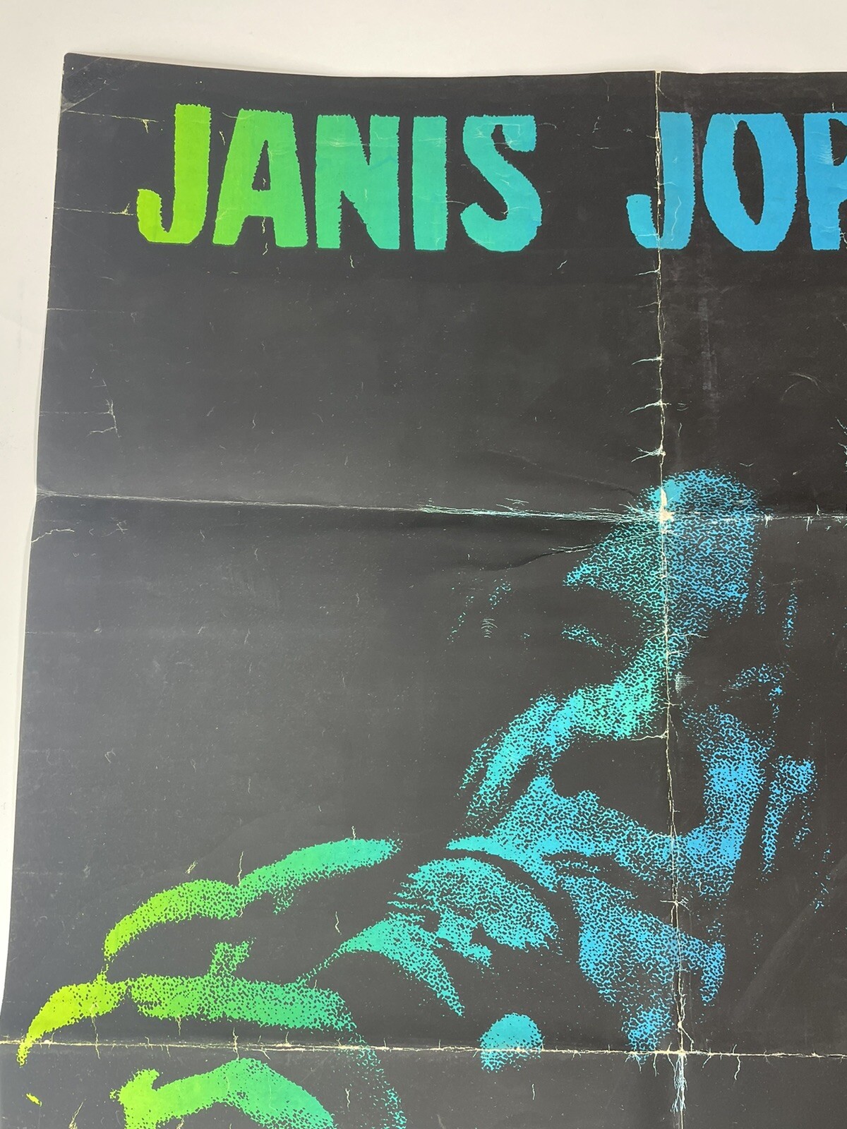 Janis Joplin Poster Vtg Psychedelic Blacklight Woodstock 33" x 21" Pin Up Hippie