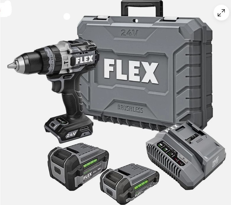 FLEX 24V 1/2" 2-Speed Hammer Drill w/ Turbo Mode Kit 2x Batteries FX1271T-2B