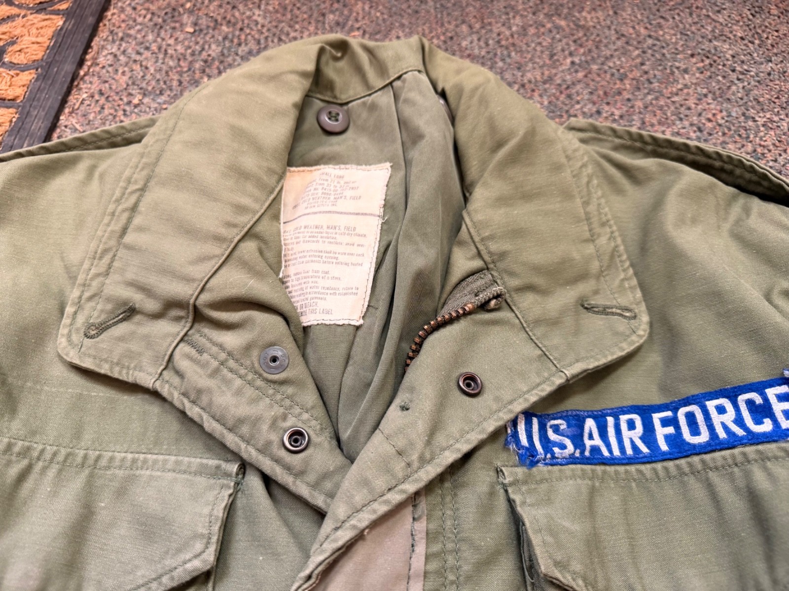 ORIGINAL VIETNAM WAR US ARMY OG-107 COLD WEATHER PARKA-SMALL SHORT