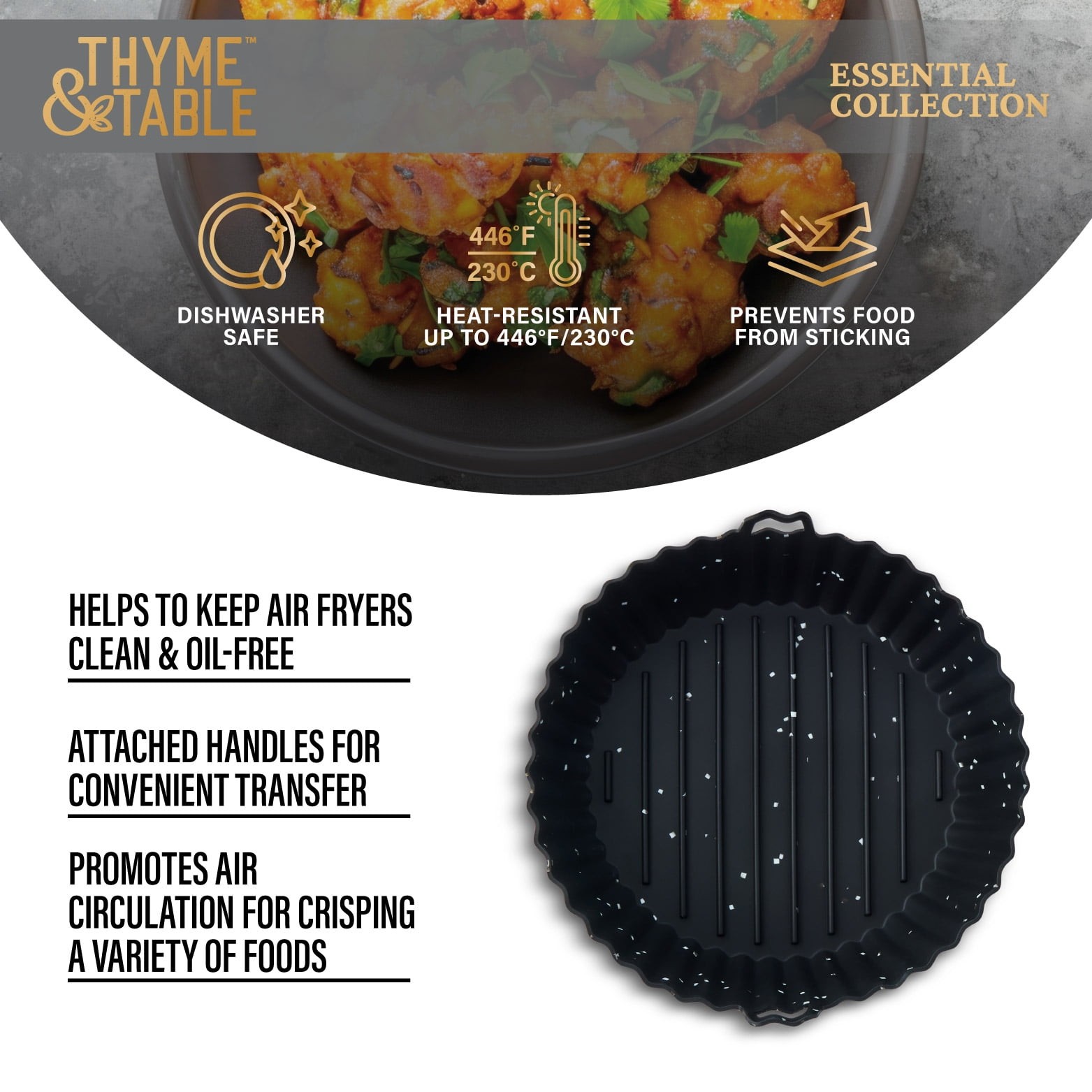 Thyme & Table 6.3" Round Silicone Air Fryer Liner, 1 Count per Pack