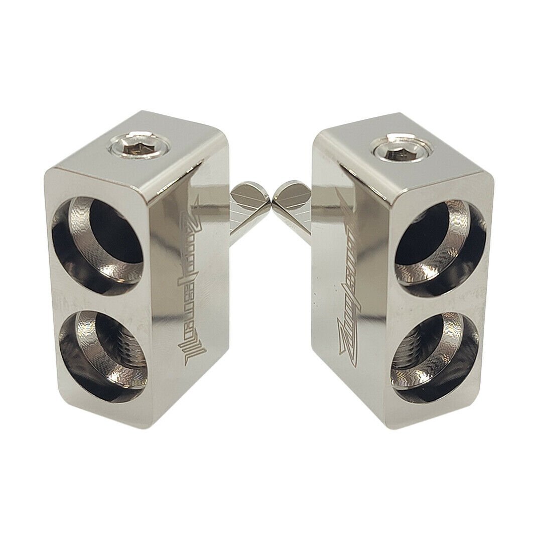 Pair ILL Customz Offset Dual 1/0 Gauge to 4 Gauge Amp Input Reducers