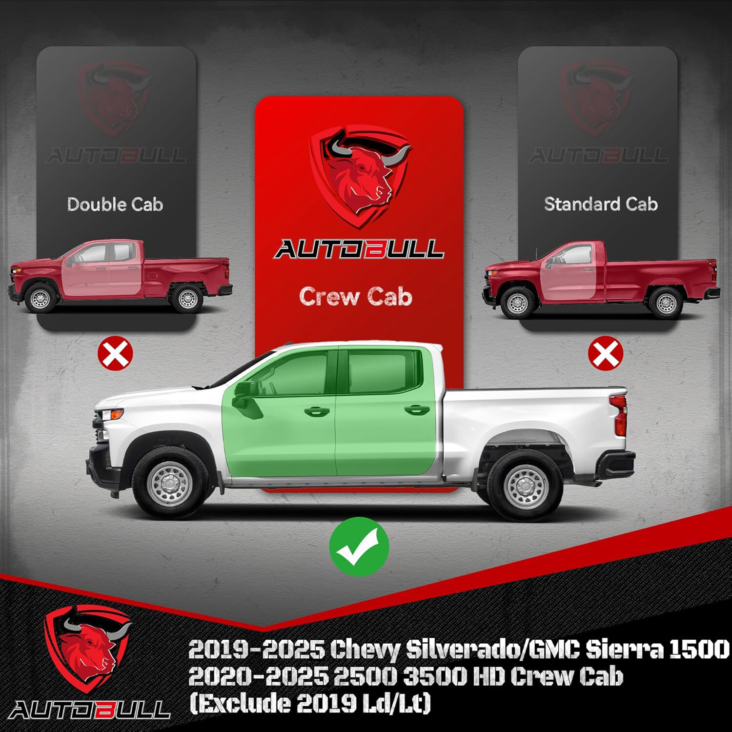 6" Running Boards For 2019-2025 Silverado/Sierra Crew Cab Nerf Bars Side Steps