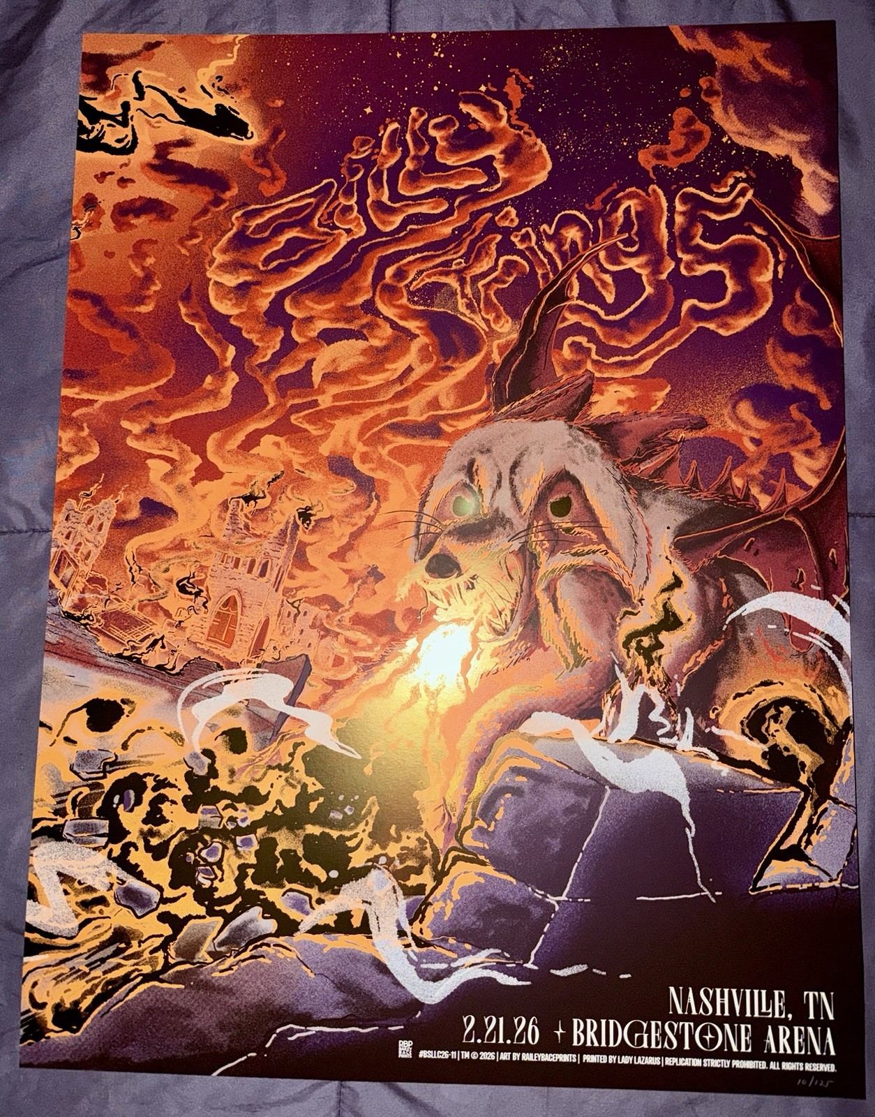 Billy Strings Nashville Foil Poster  Bridgestone Arena 2/21/2026 Bailey Race