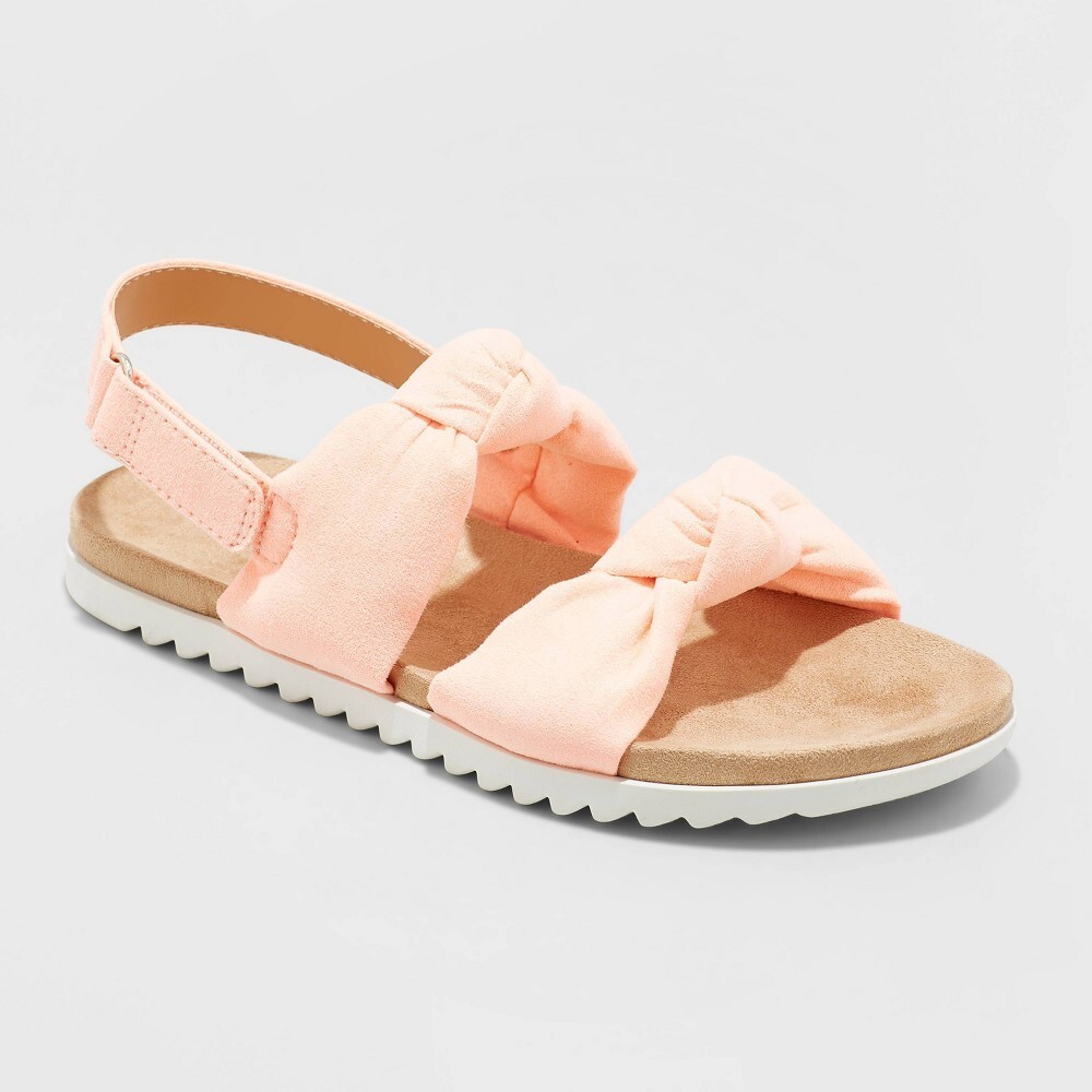 Cat & Jack Girls' Elena Footbed Open Toe Flat Sandals Coral Pink, Size 2