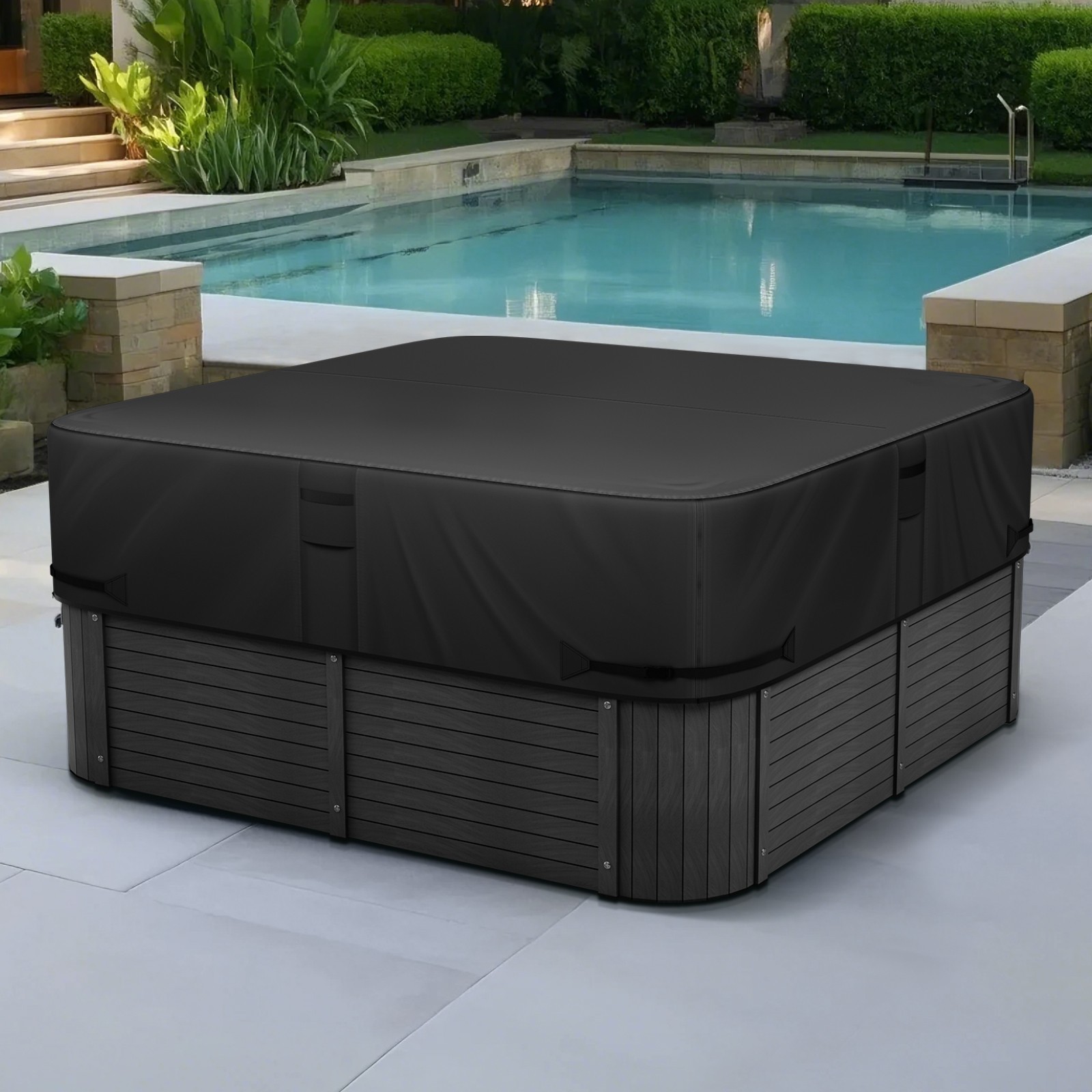 VEVOR Outdoor Hot Tub Cover 88 x 88 x 20 Inch Weatherproof and Waterproof Black