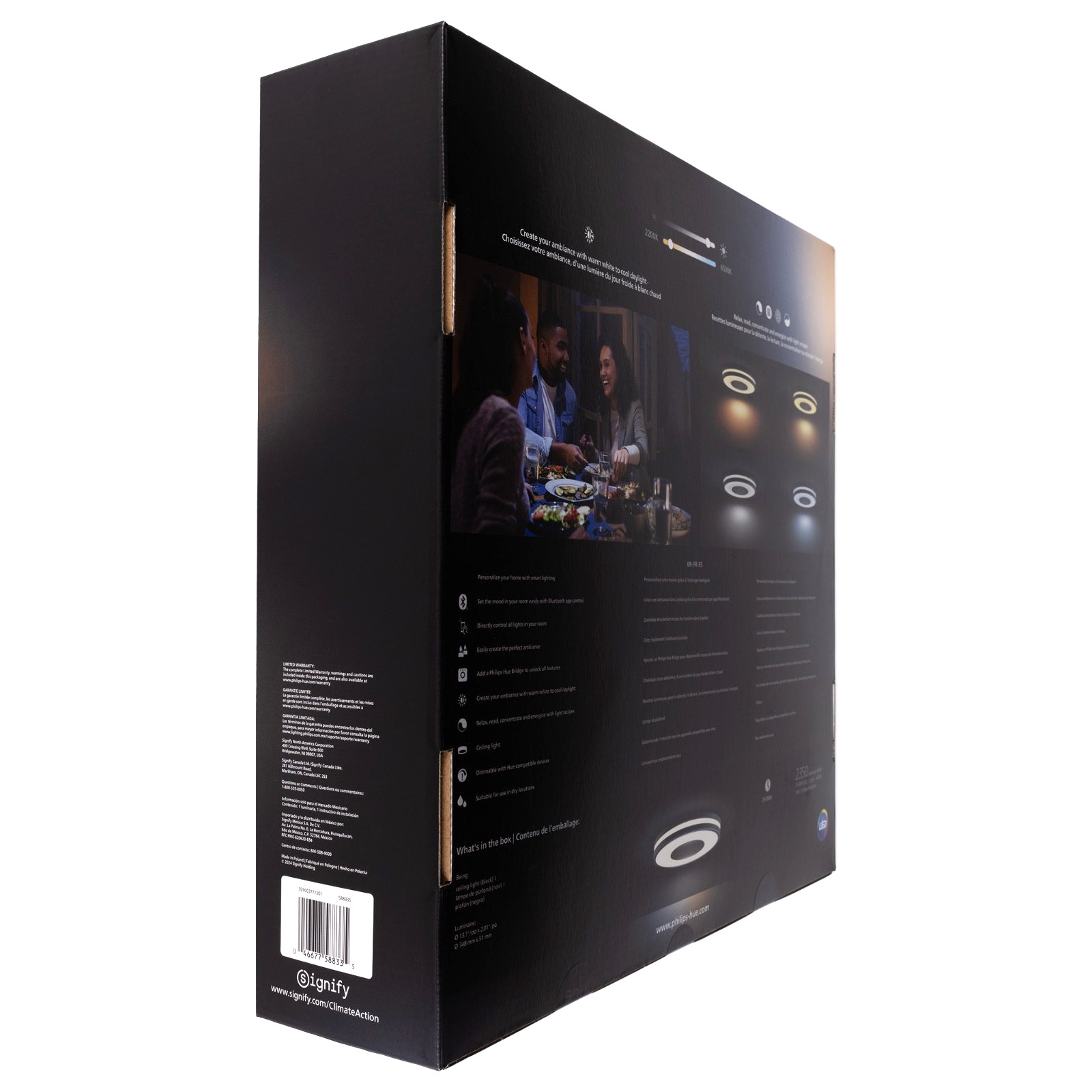 Philips Hue Being Ceiling Light Black Smart LED Flush Mount White Ambiance New