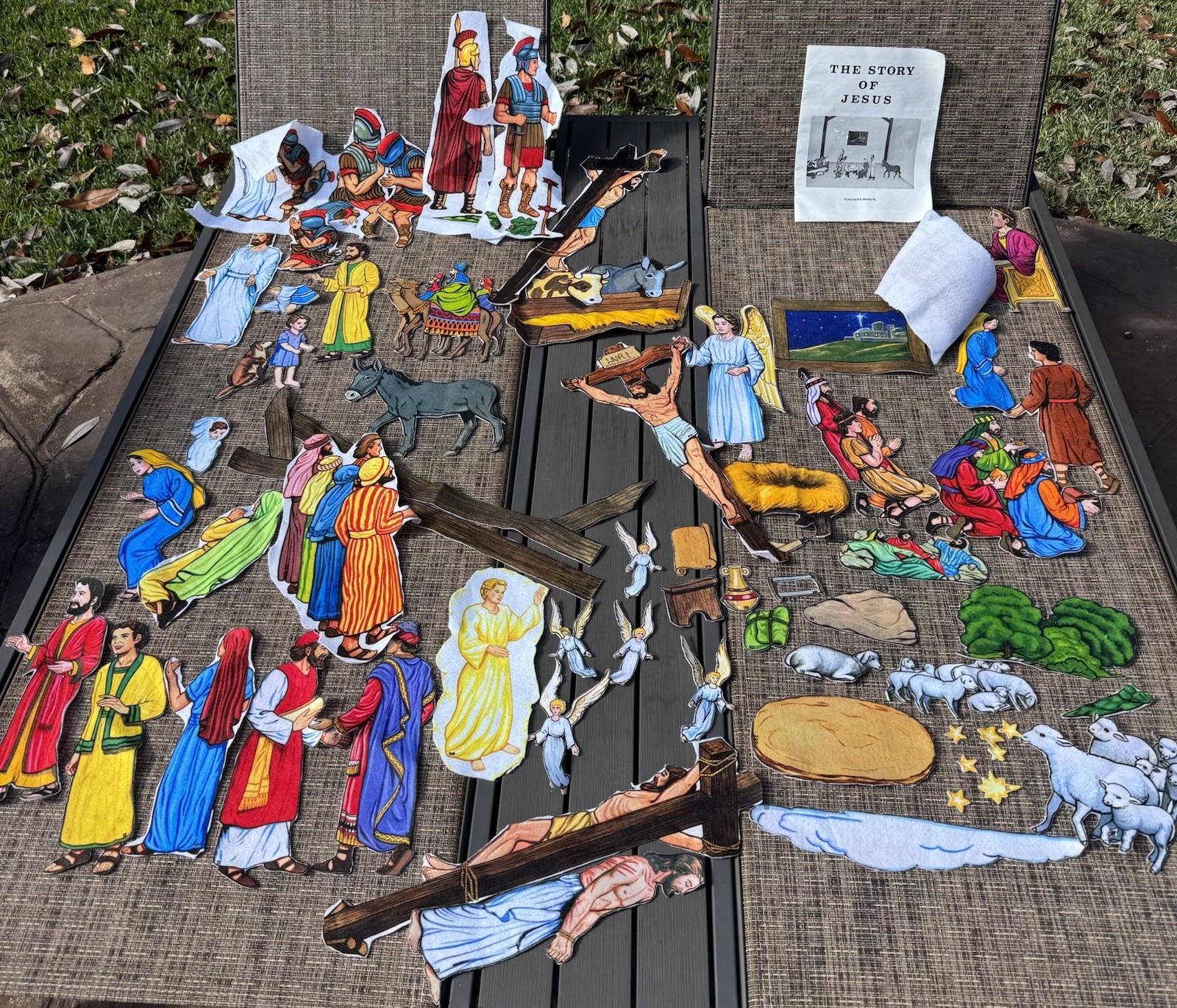 Vtg Flannelgraph Set Story Of Jesus 66 Felt Figures Plus Manual Bible Homeschool