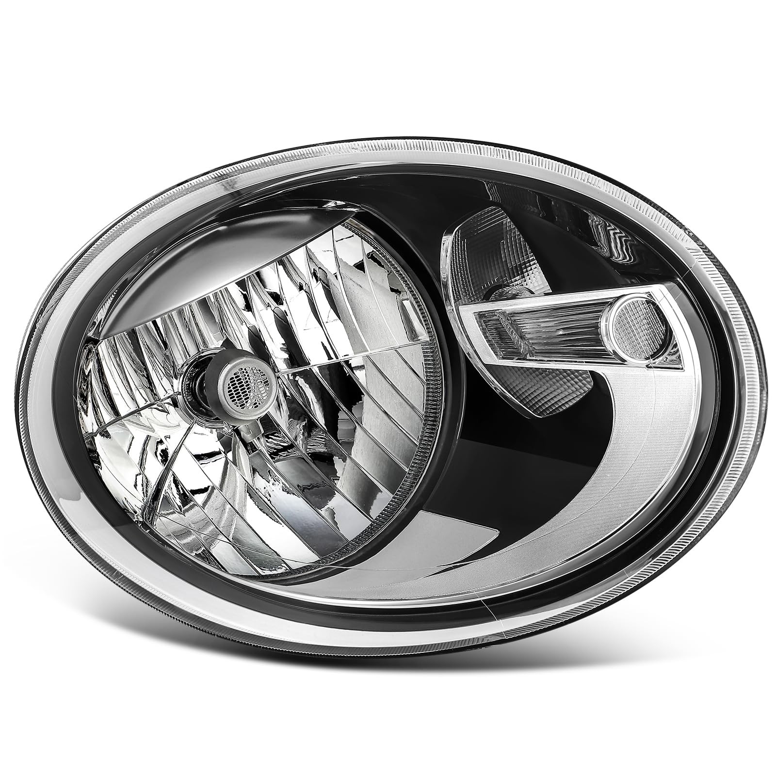 Headlight Assembly Fit for Volkswagen BEETLE 2012-2019 Chrome Housing Clear Lens