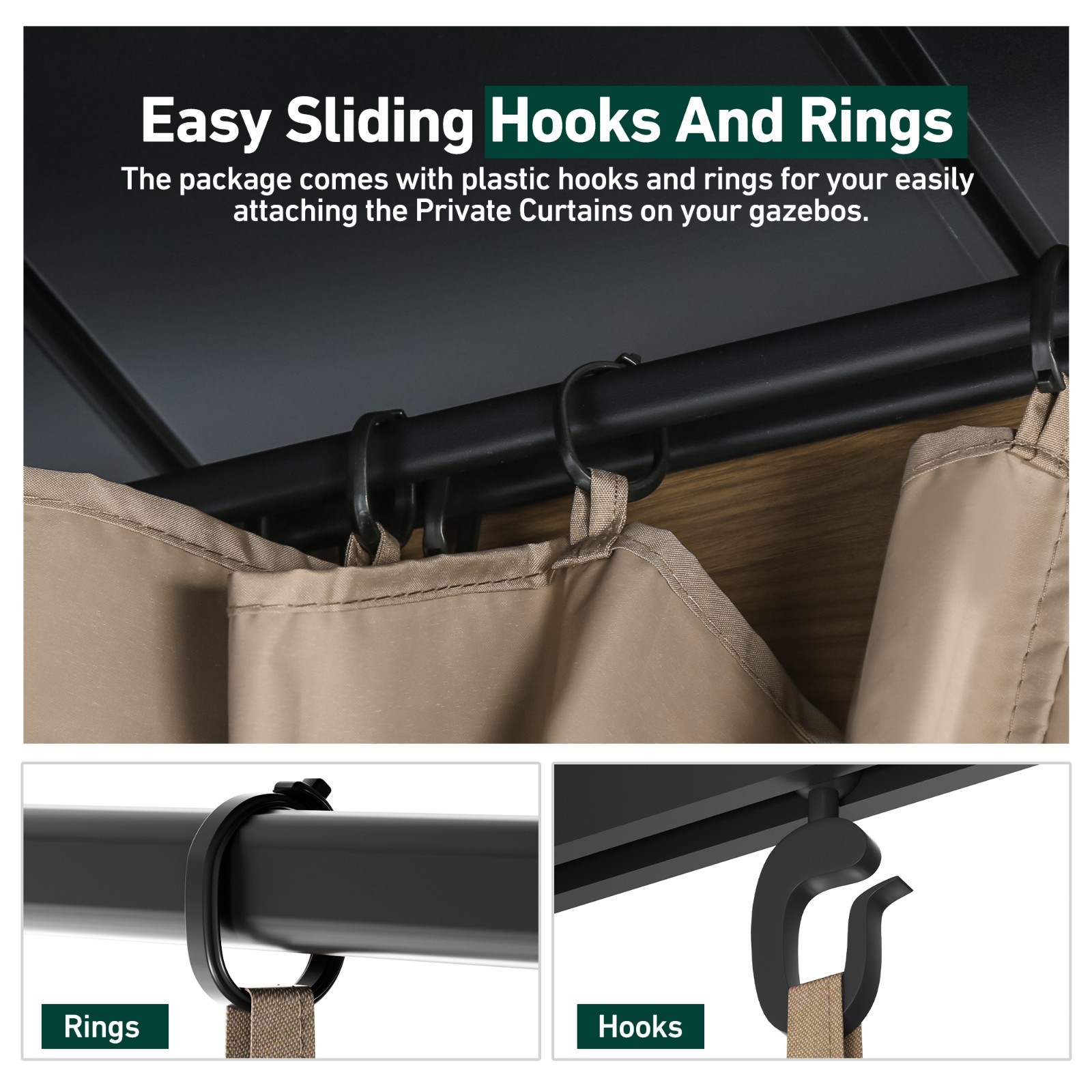 Outdoor Gazebo Canopy Privacy Curtain Replacement Universal 4 / 6 Panel Sidewall