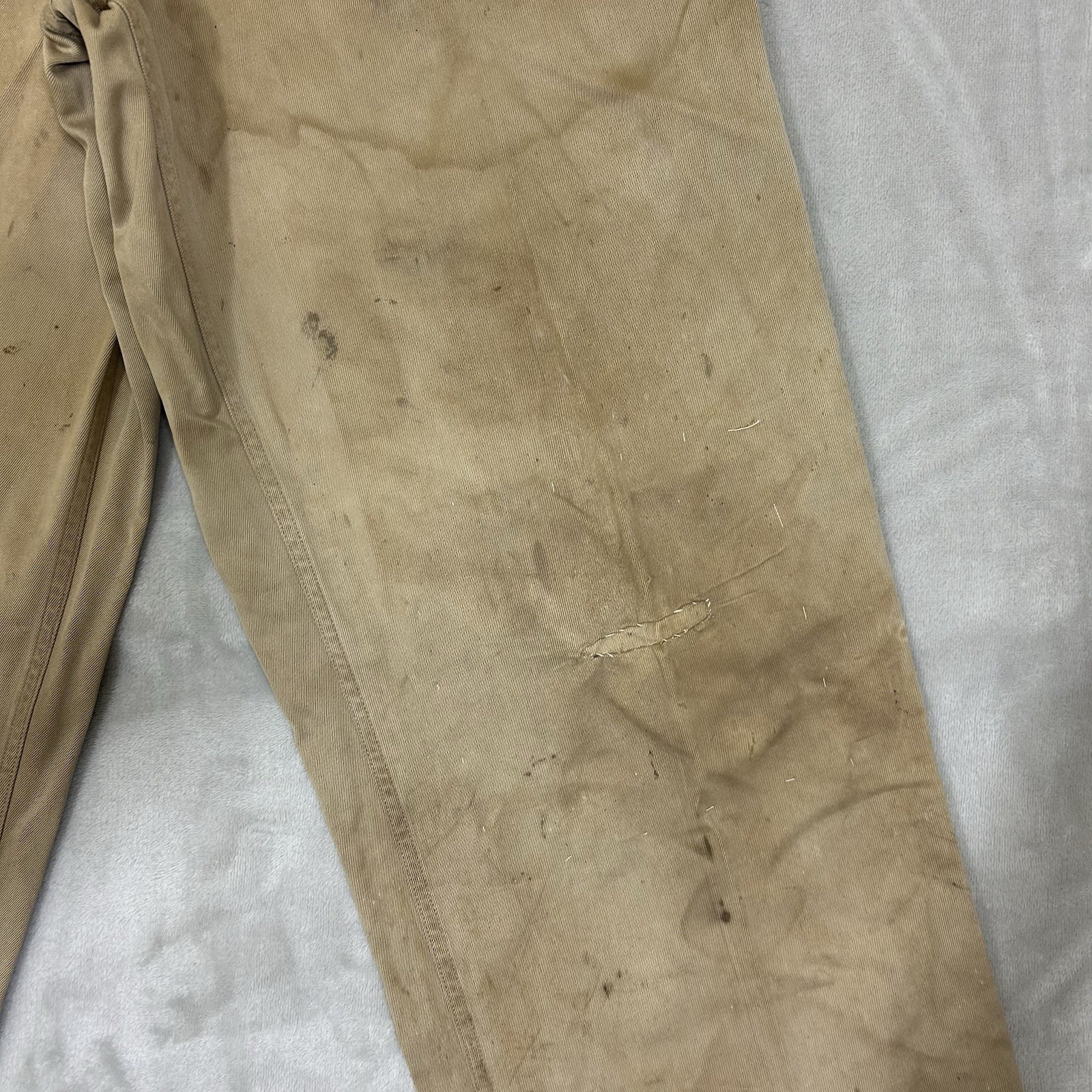 Vintage 1940s WW2 US Army Khaki Chino Cotton Uniform Pant 28x31 Button fly