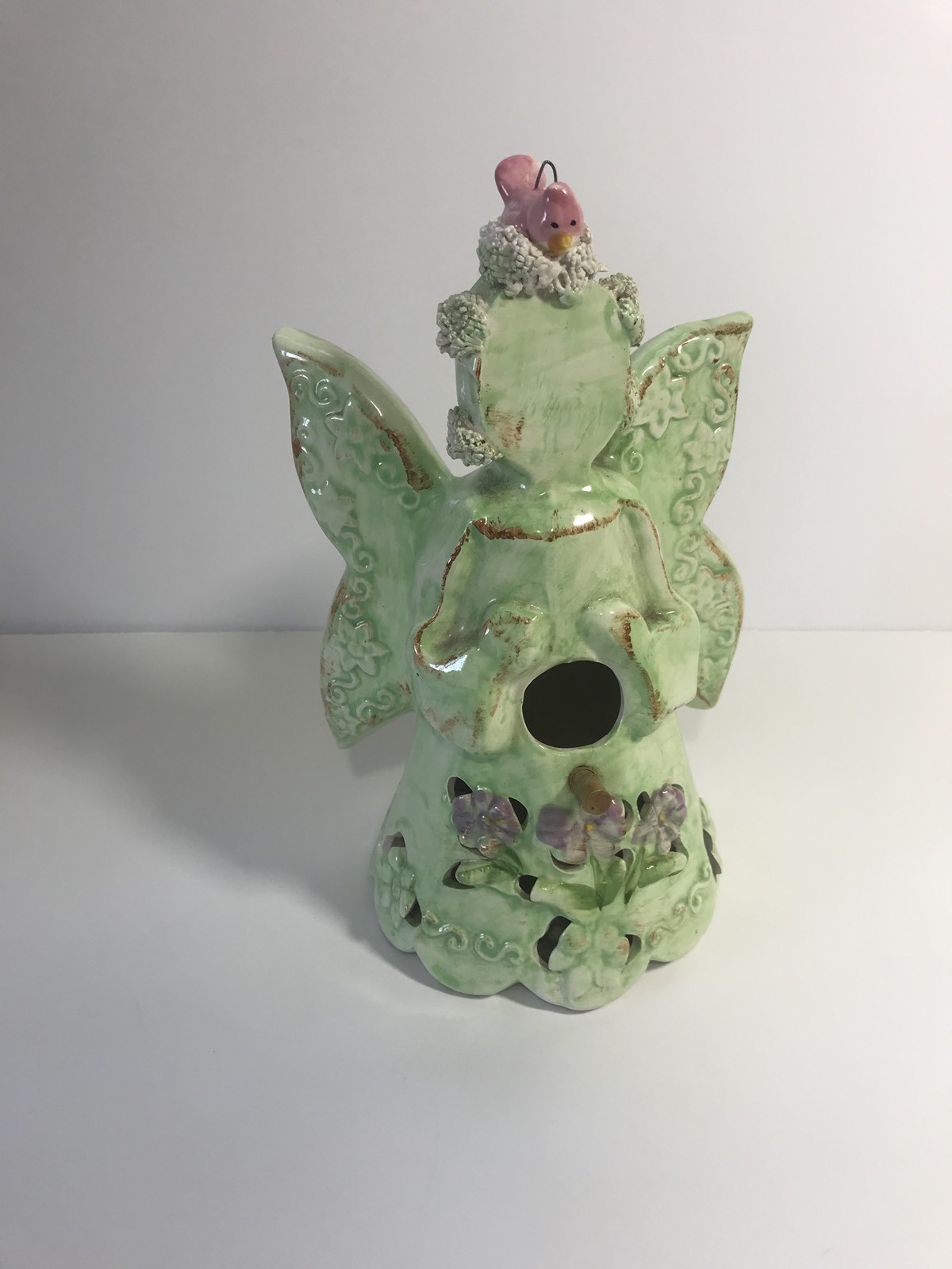 Midwestern Home WHIMSICAL GARDEN ANGEL BIRDHOUSE 10" TALL Ceramic Hanging