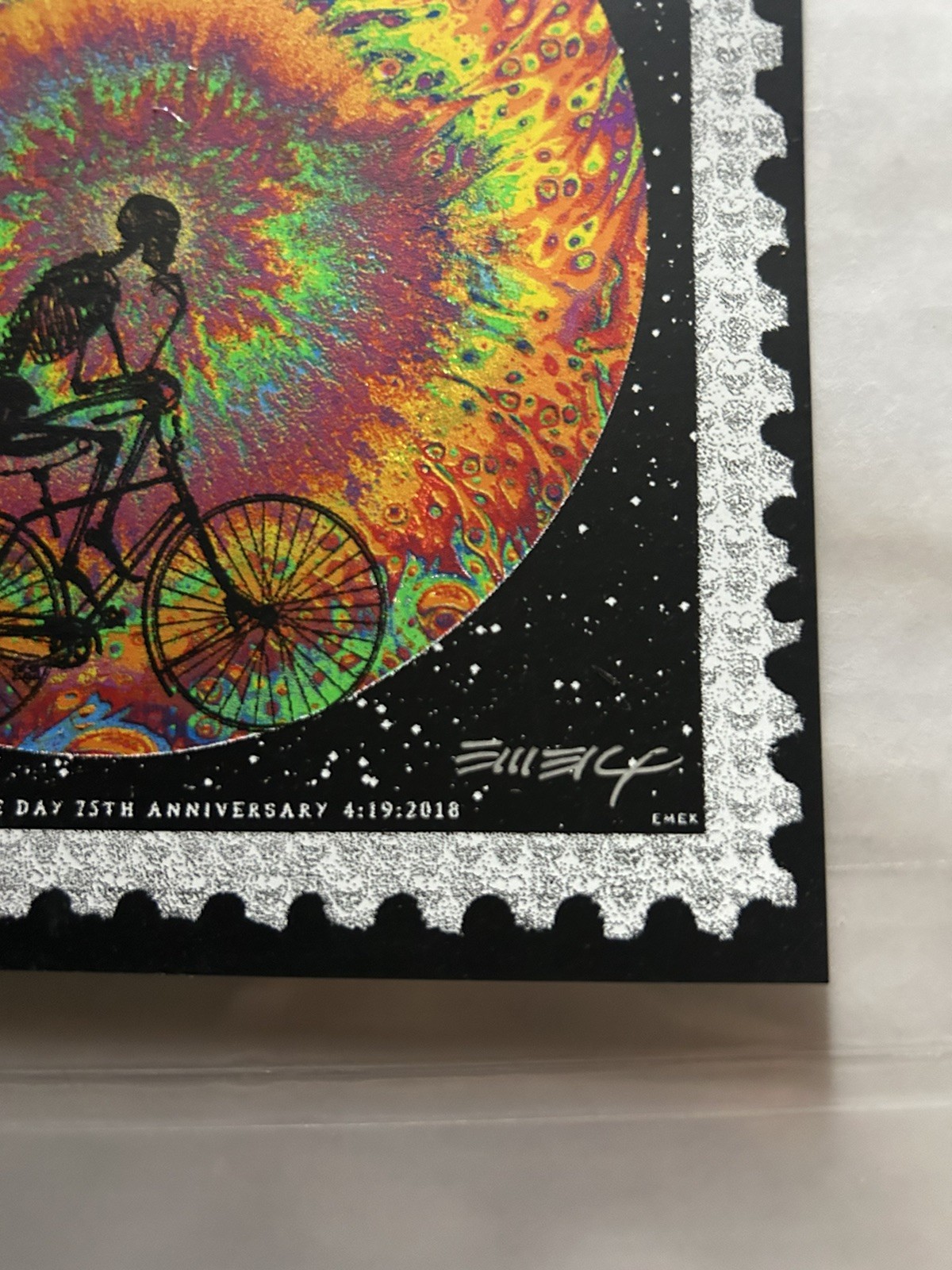 Emek Handbill SIGNED Bicycle Day 2018 Screen Print Not Grateful Dead LSD 6x6"