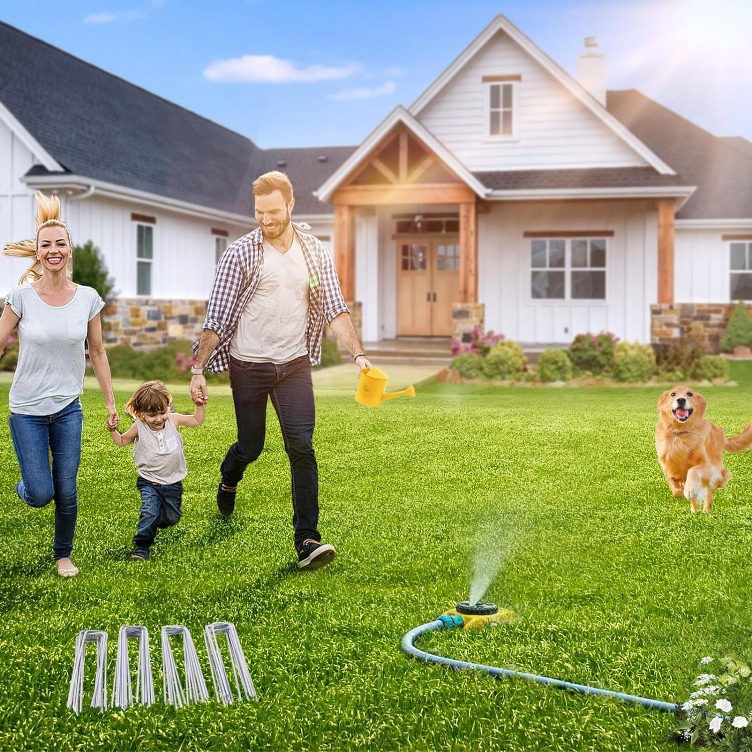 30Pack Galvanized Lawn Staples,Heavy Duty U-Shaped Garden Stakes for Landscaping