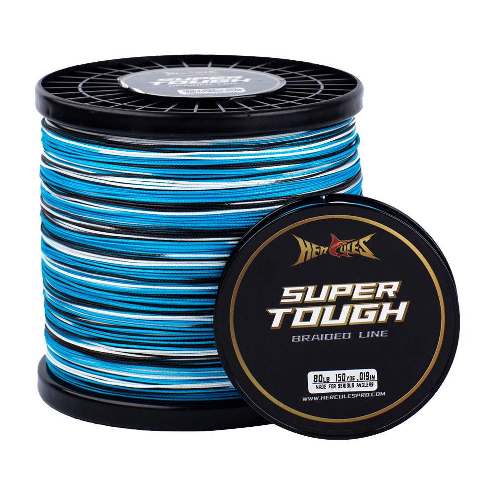 HERCULES SUPER TOUGH Camo Blue PE Braided Fishing Line 150Yds-1000Yds 4LB-160LB