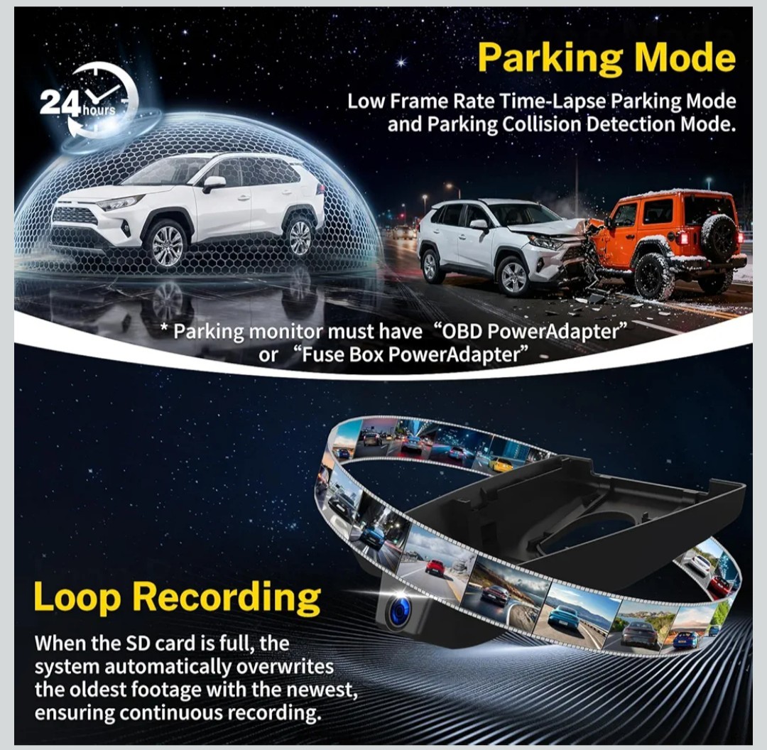 4K Dash Cam fit for Toyota RAV4 2022-2025 LE Limited SE & More, 2160p HD, 5.8Wif