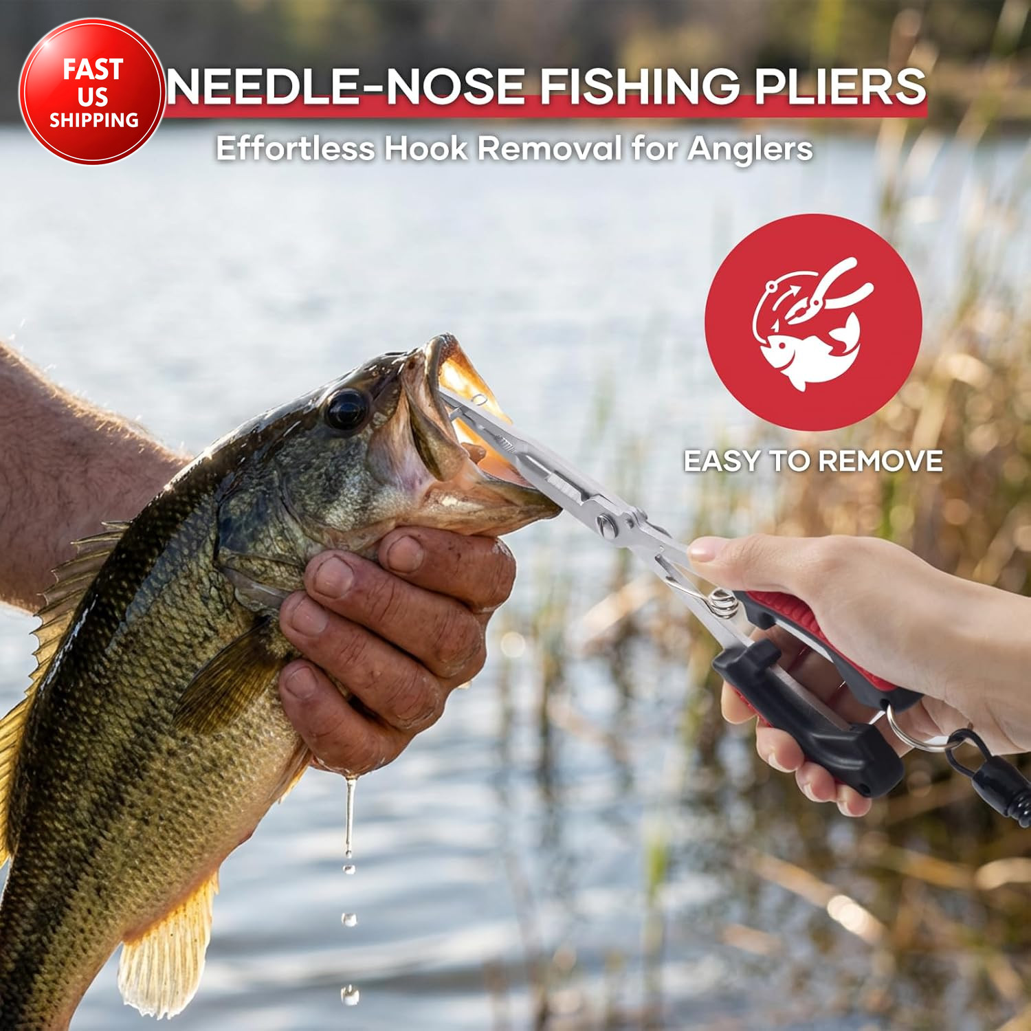 Saltwater Resistant Fishing Pliers,Needle Nose Pliers，Fishing Tool，Stainless Ste