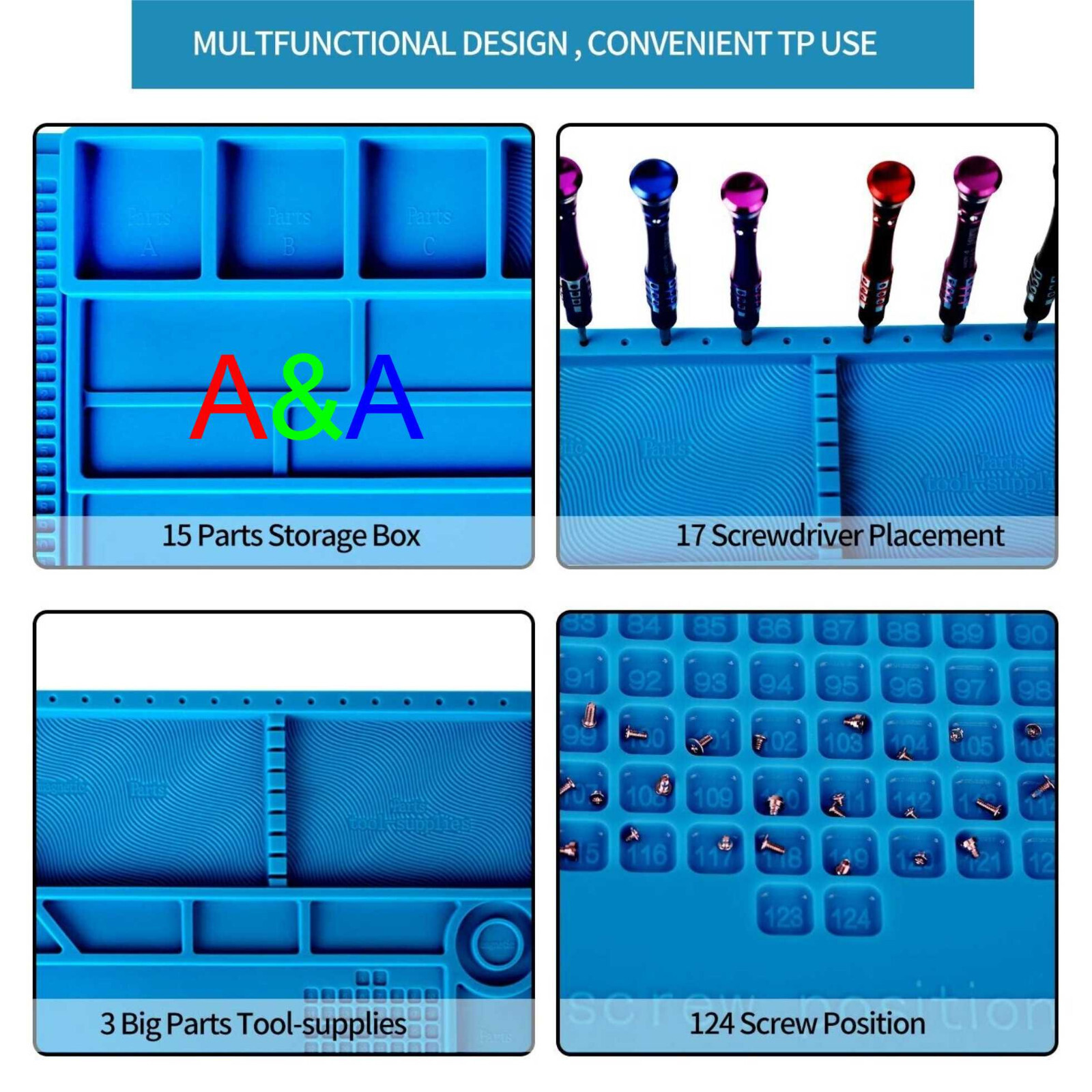 Bigest size 21.7" x 13.8" Silicone Soldering Mat Magnetic Repair Work Mat