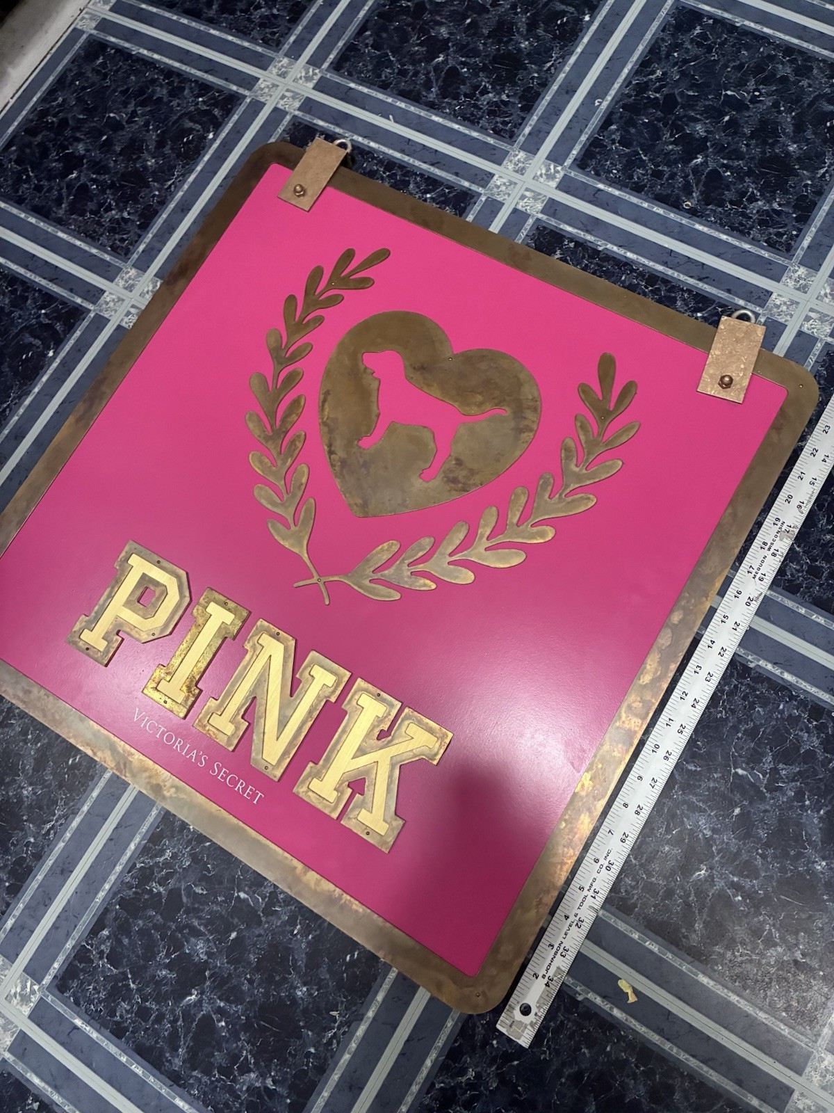 24x24x3 Victorias Secret Store Double Sided Hanging Sign,Bracket,Clips PINK LOGO