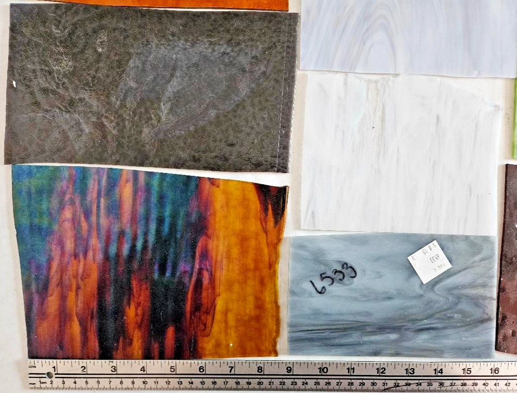 9 & 1/2 Pounds of Assorted Multicolor Stained-Glass Large Scraps/Sheets