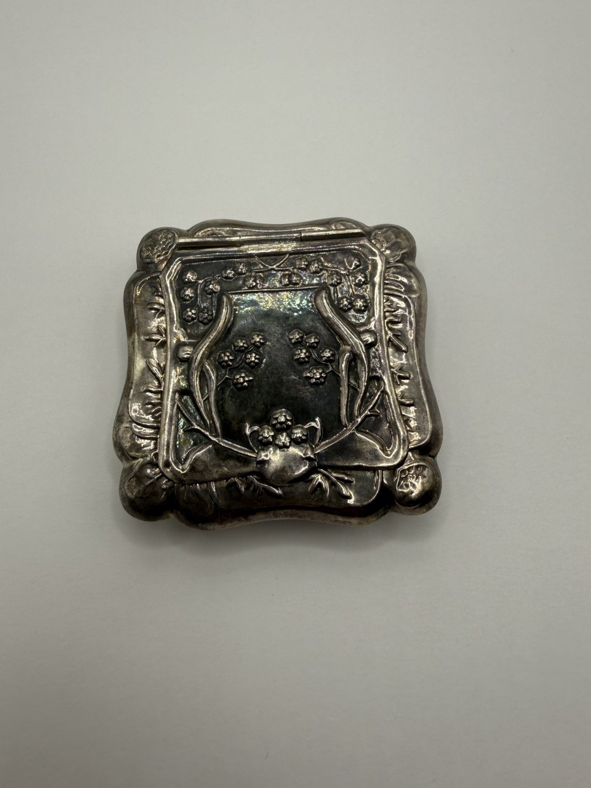 Rare Antique Sterling Silver 925 snuff compact Box Early 1900 Art Nouveau