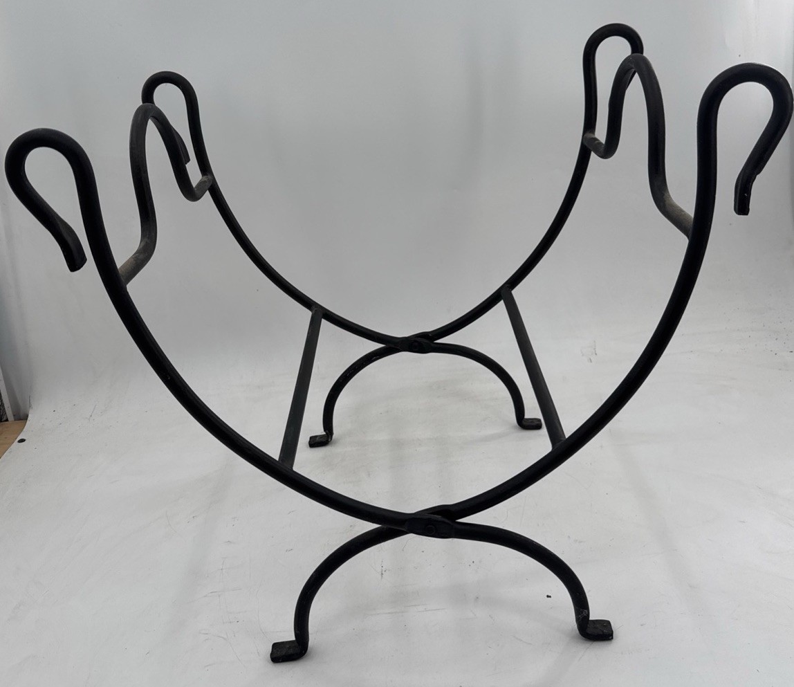 Vtg Firewood Log Carrier Rack Fireplace Wood Holder Suede Carrier Folding