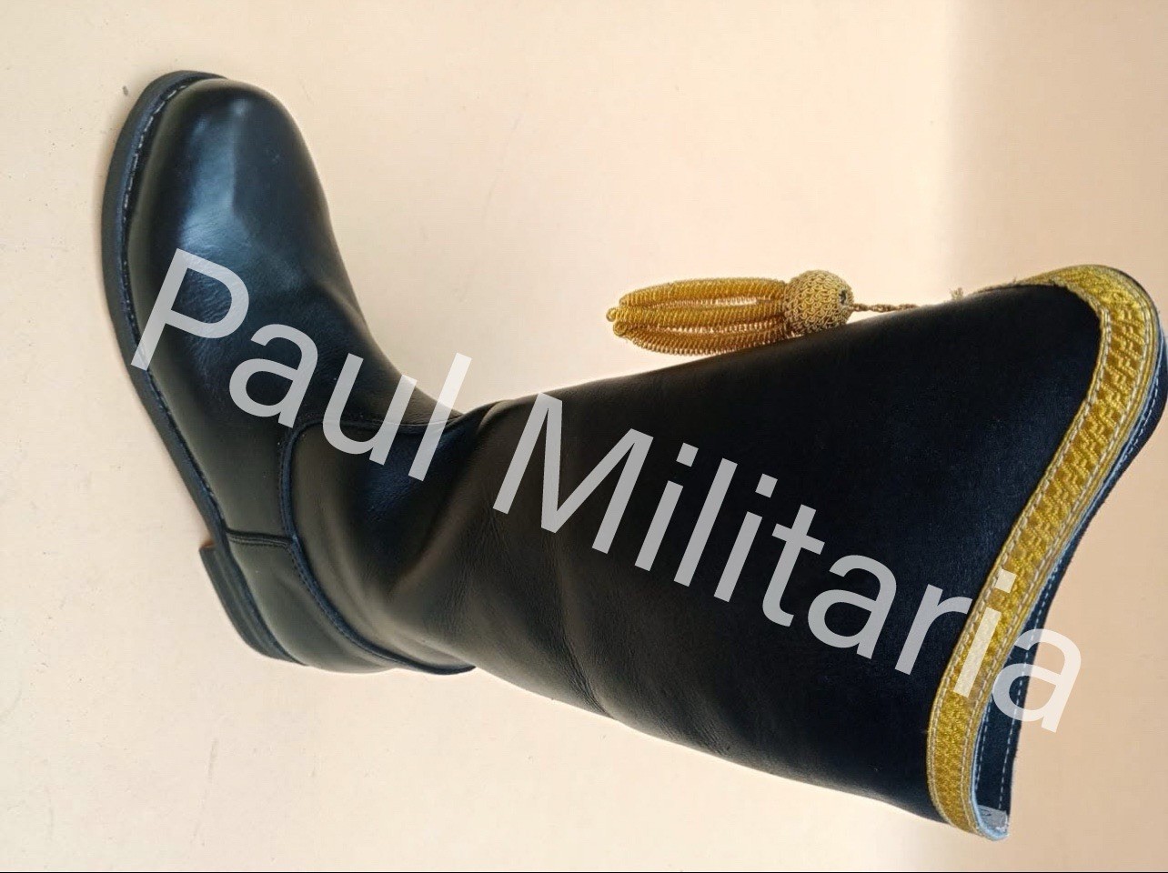 French Hussars officer Boots with gold braid Leather sole