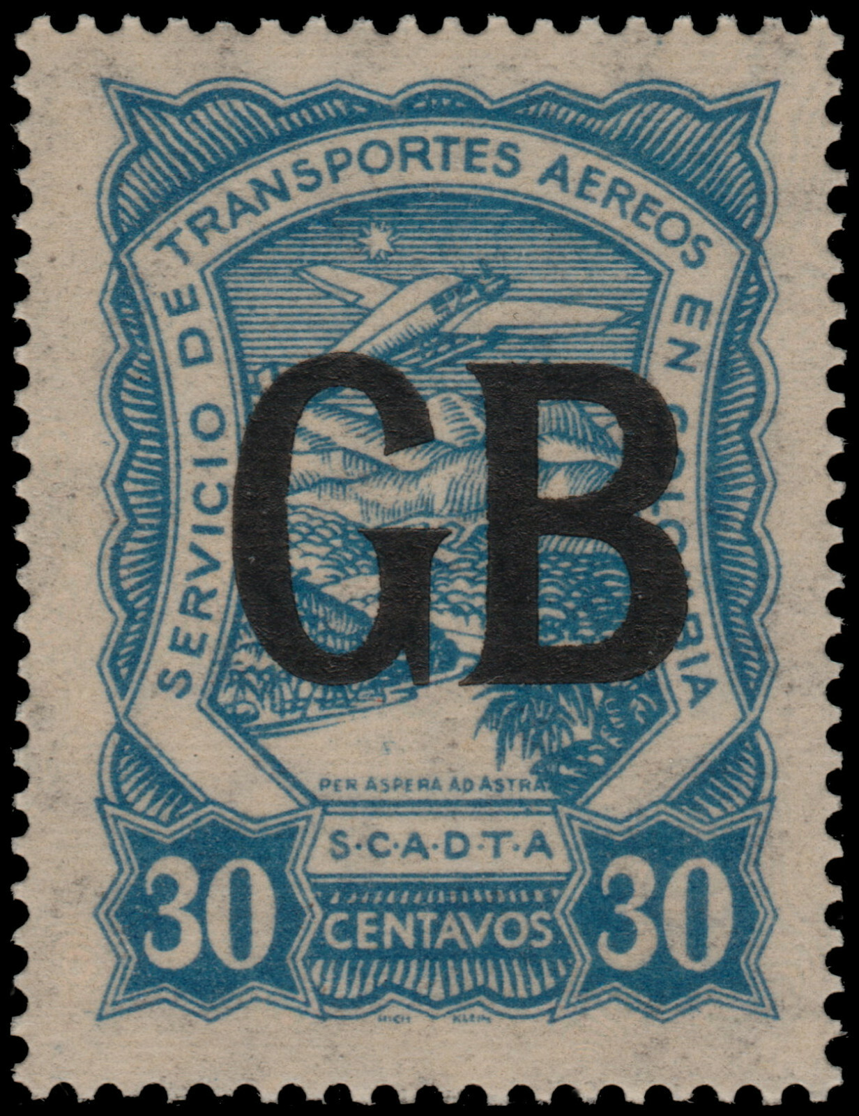 ✔️ COLOMBIA SCADTA 1923 - AIRPLANE GB CONSULAR - SC. CLGB55 ** MNH [1SCLA618]