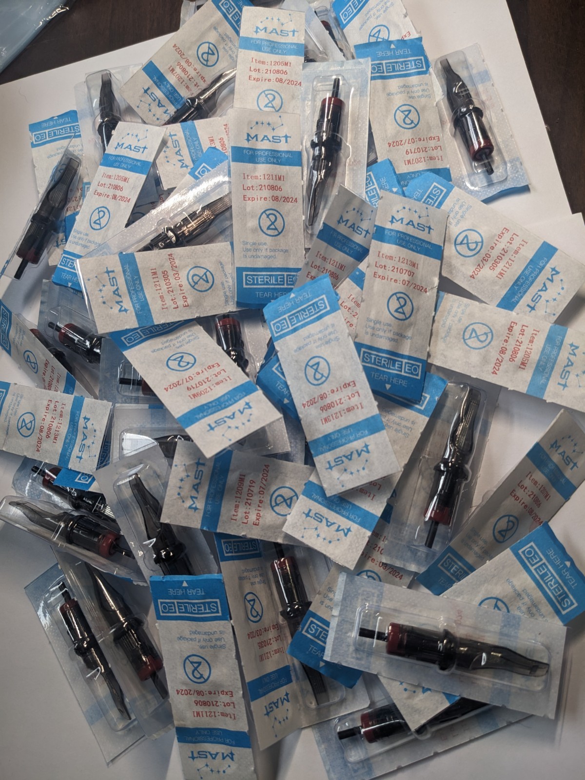 60x LOT MAST 1213M1 - Sterile Disposable Tattoo Nozzle Needle Tips and Tube 3/4