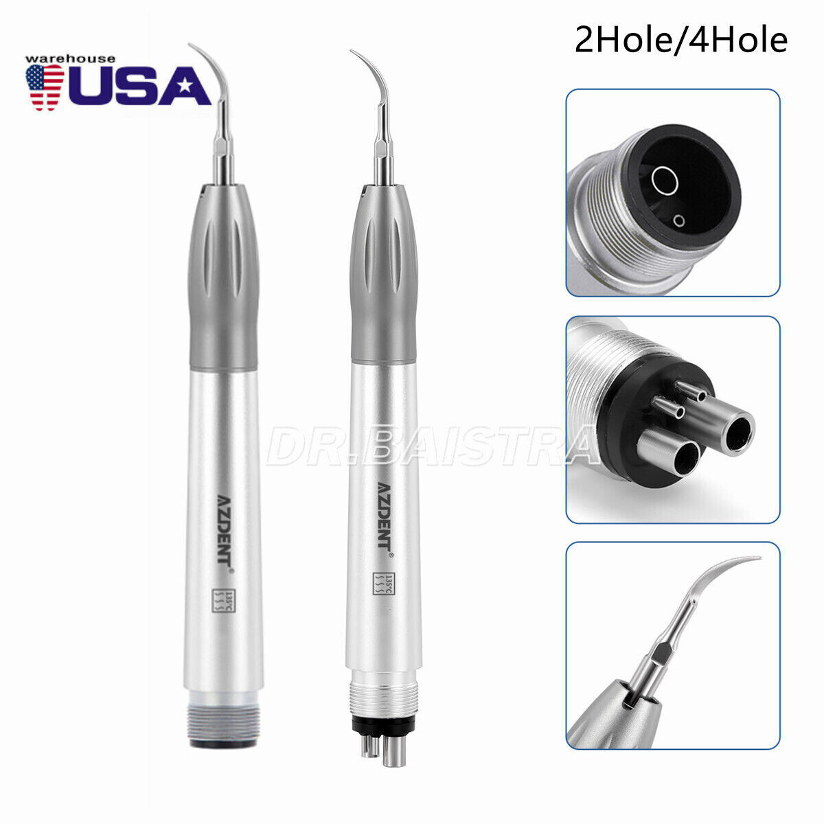 NSK Style Dental Ultrasonic Air Perio Scaler Handpiece 2 & 4-Holes 3 Tips